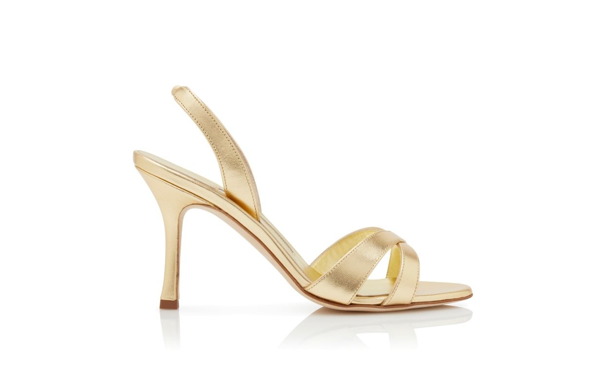 Gold Nappa Leather Slingback Sandals - 1