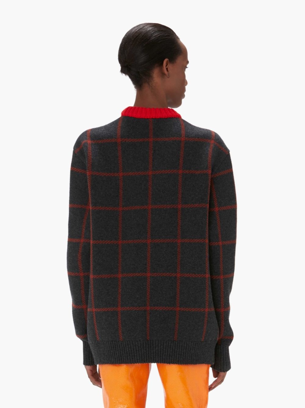 grid-print merino jumper - 3