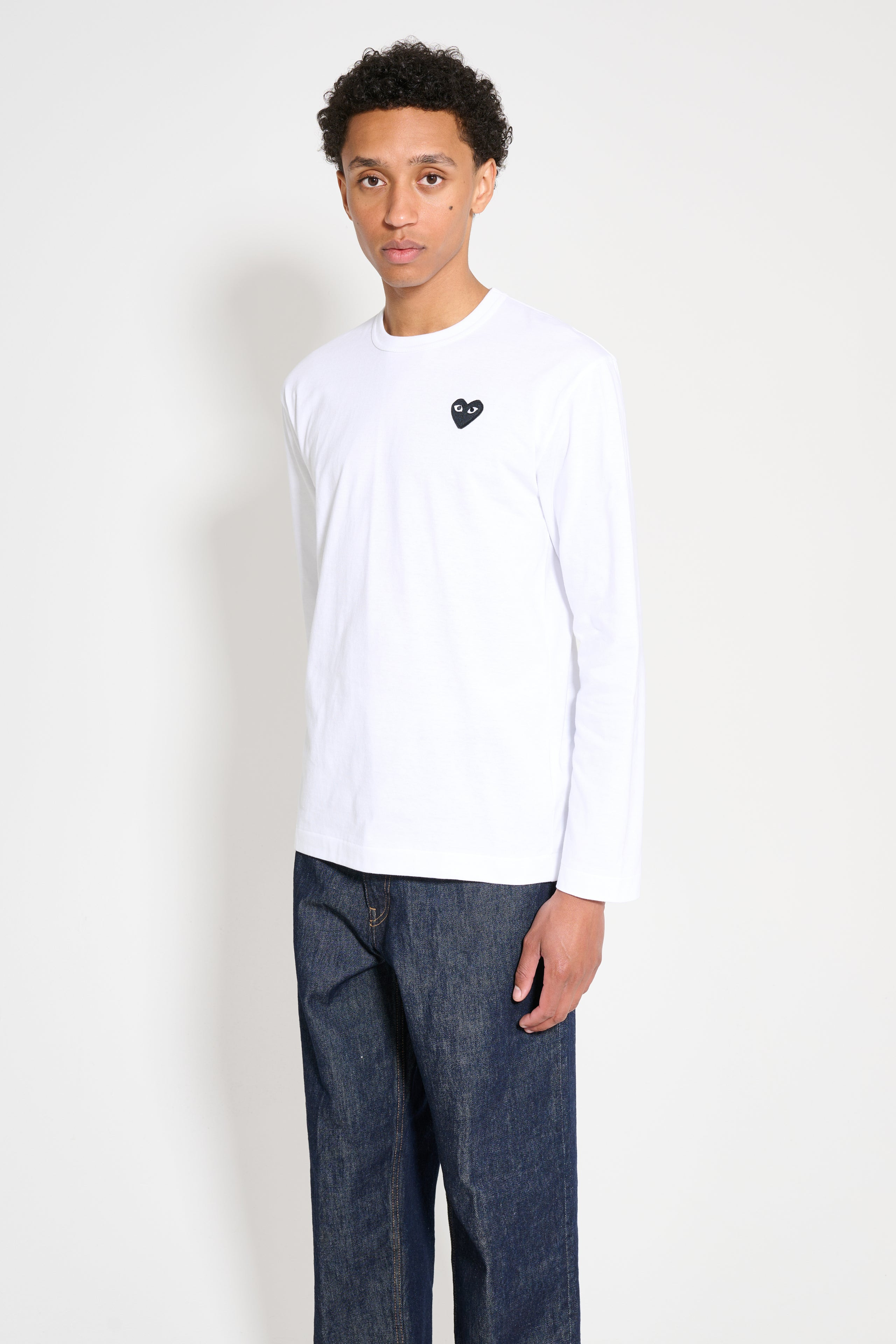 COMME DES GARÇONS PLAY SMALL HEART LS T-SHIRT WHITE - 2