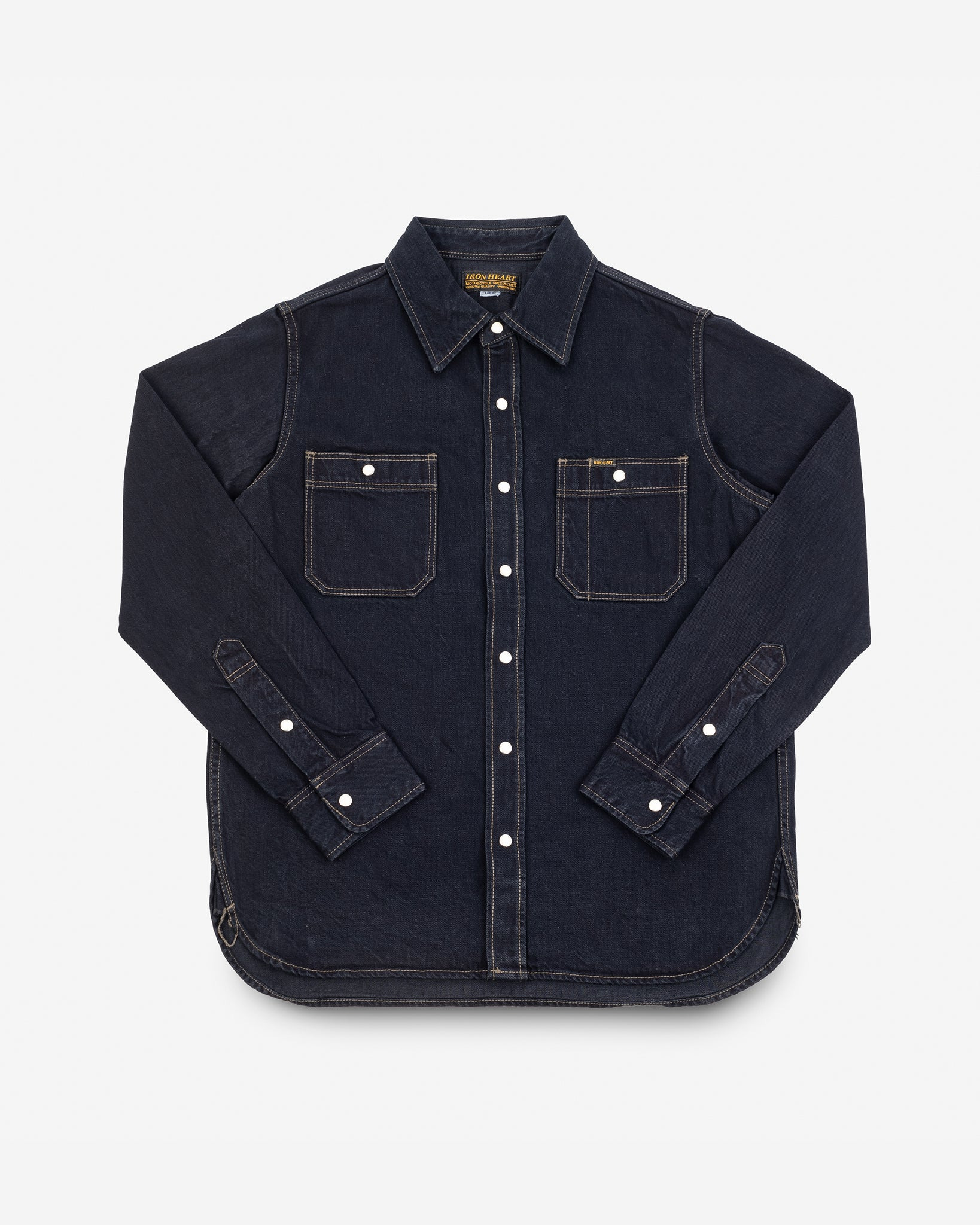 IHSH-326-OD 12oz Selvedge Denim Work Shirt With Snaps - Indigo Overdyed Black - 1