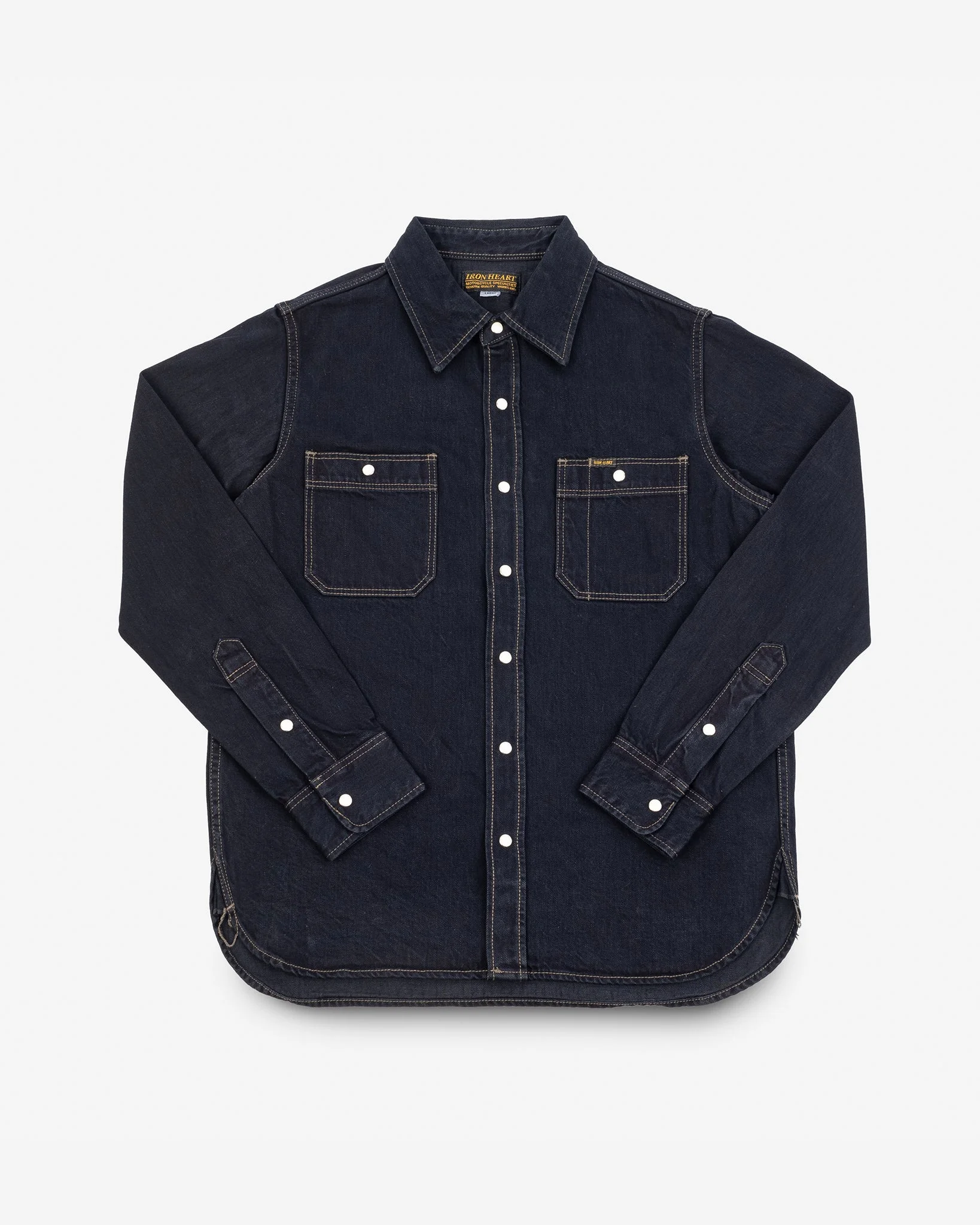 12OZ SELVEDGE DENIM WORK SHIRT WITH SNAPS - INDIGO OVERDYED BLACK - 1