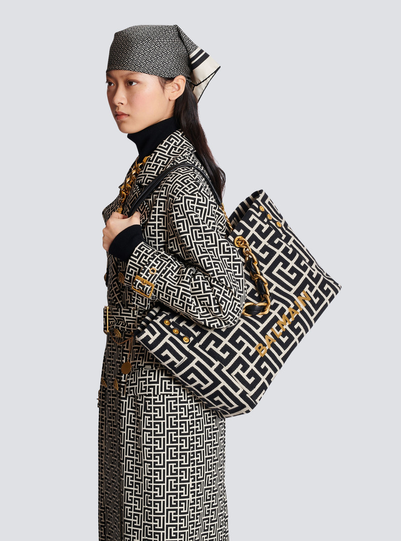 Balmain 1945 Soft monogrammed jacquard tote bag outlook