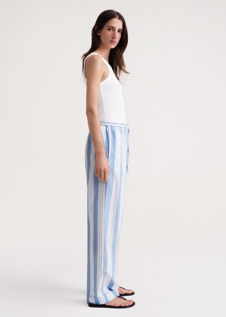 Press-creased drawstring trousers cornflower stripe - 3