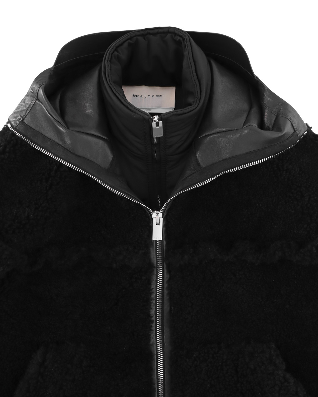 SHEARLING AND NYLON HOODED JACKET - 6