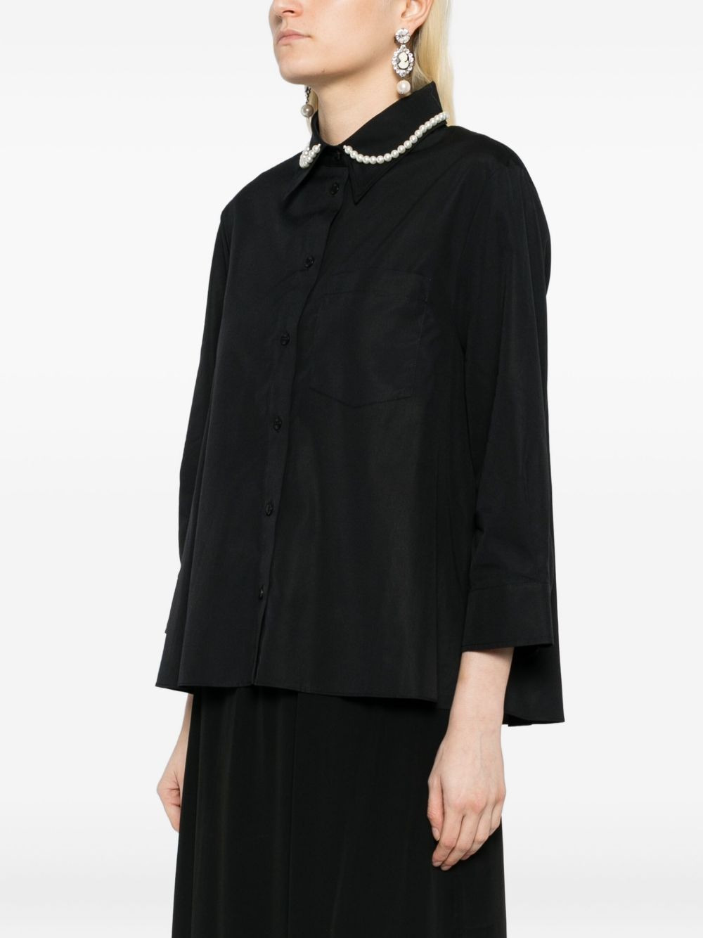pearl-chain cotton shirt - 3