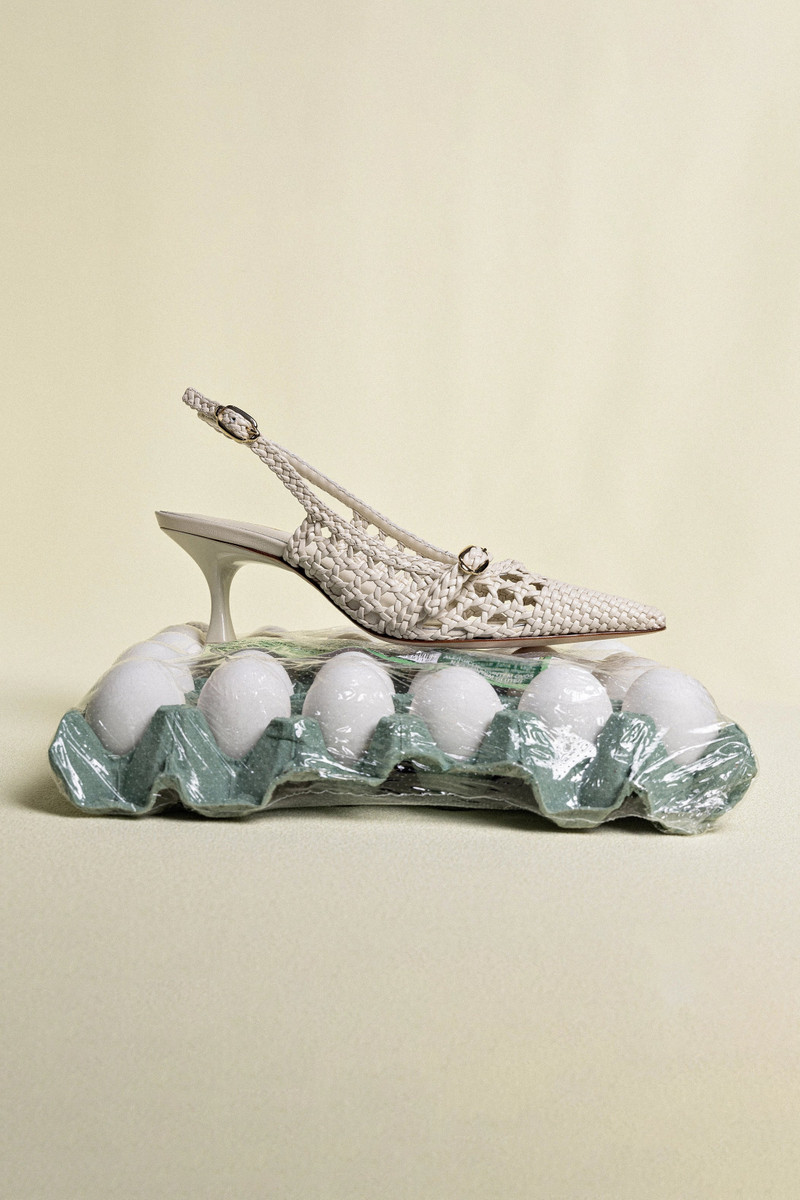 Larroudé Ines Macrame Pump In Ivory Leather outlook