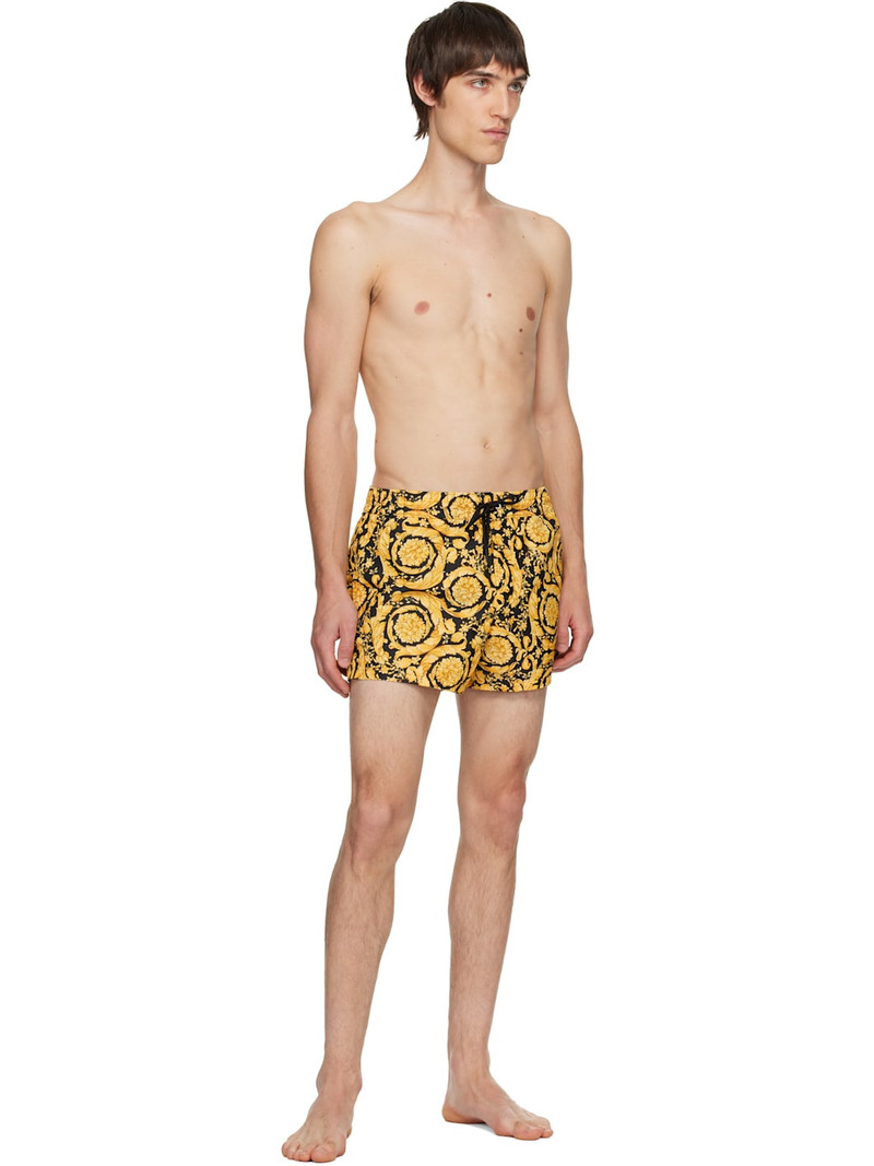 VERSACE Gold & Black Barocco Swim Shorts outlook