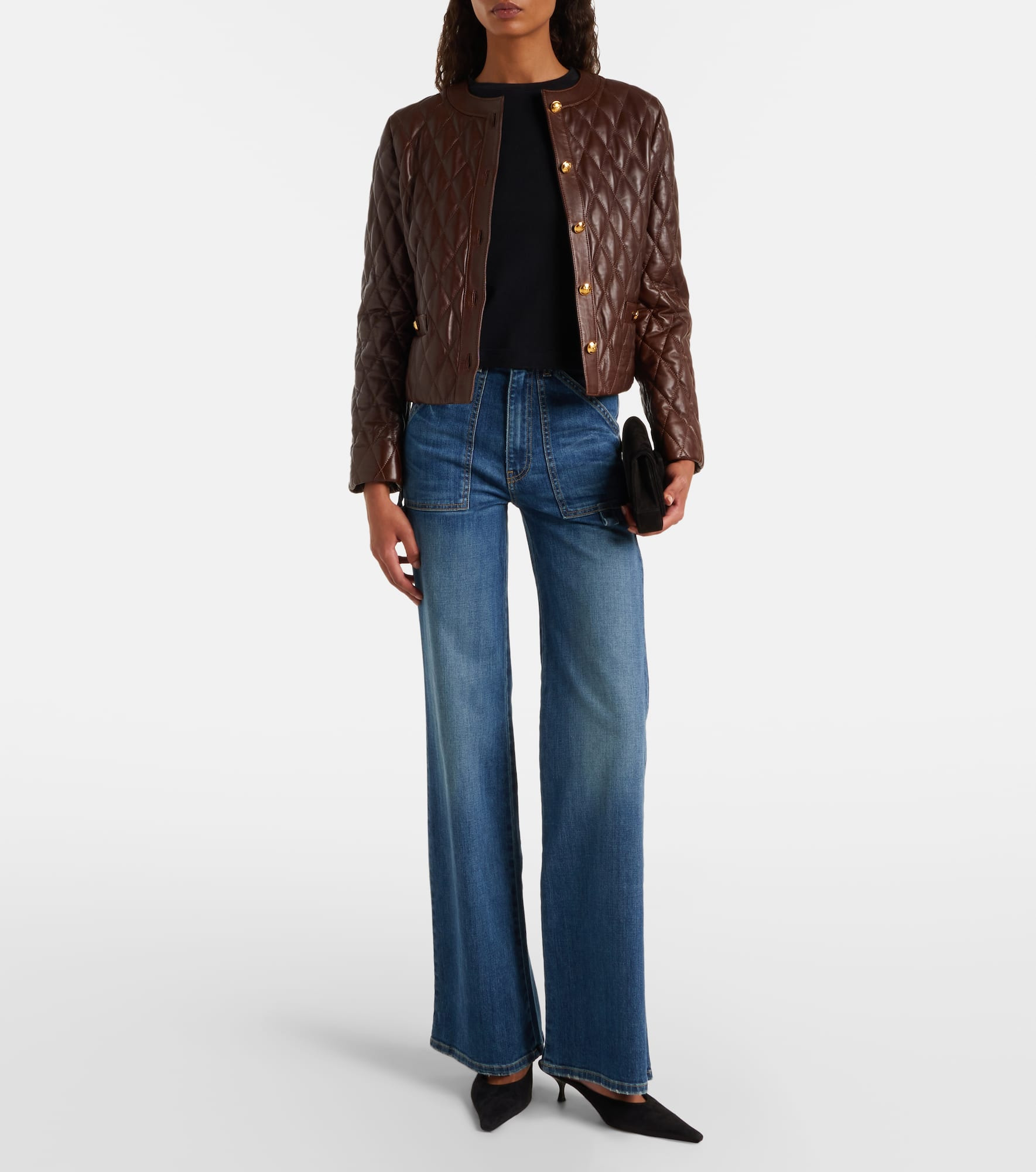 Amy cropped quilted leather jacket - 2