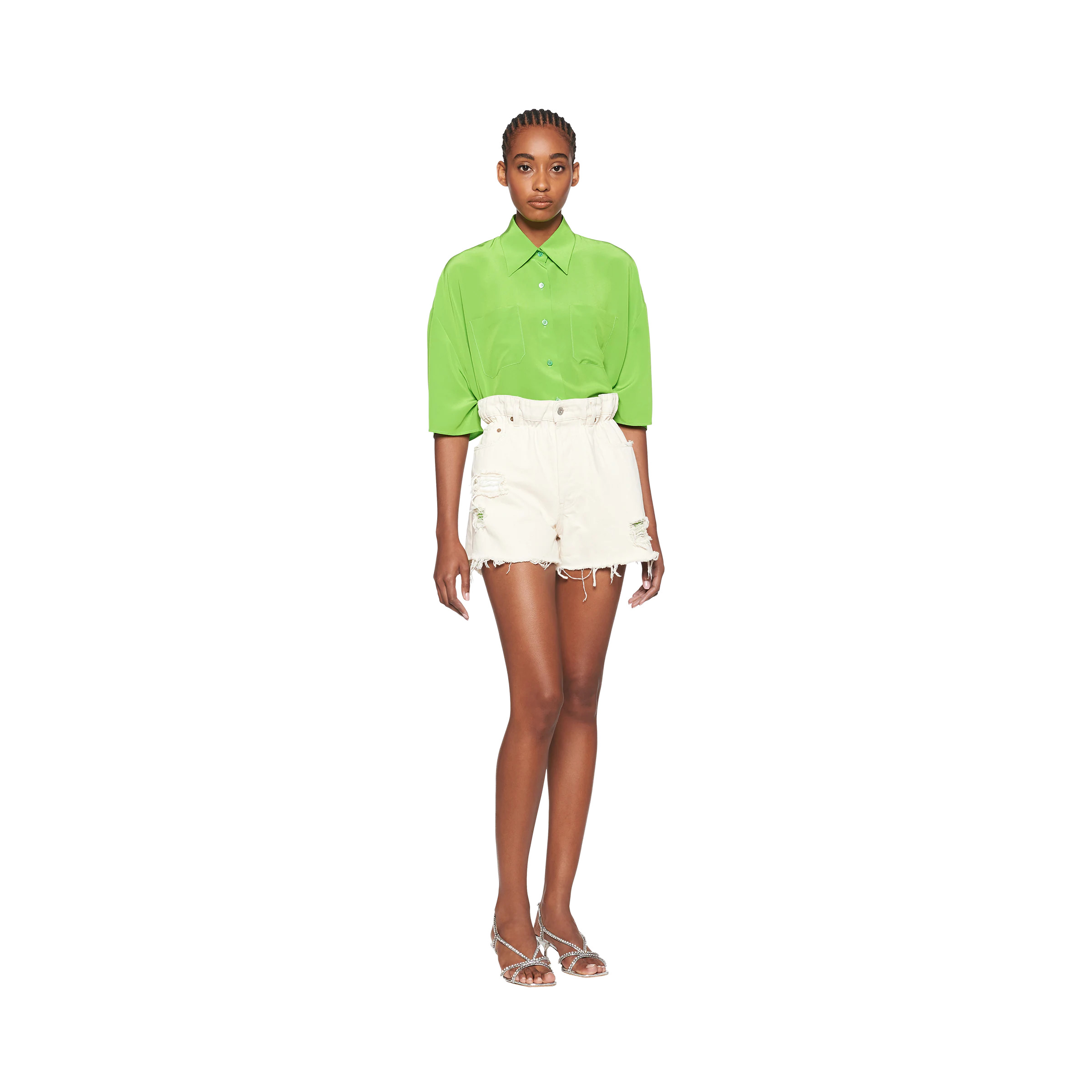 Short-sleeved crepe de chine shirt - 2