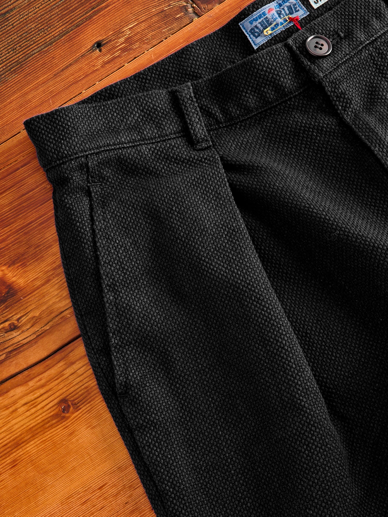 Double Cloth Sashiko Trousers in Black - 5