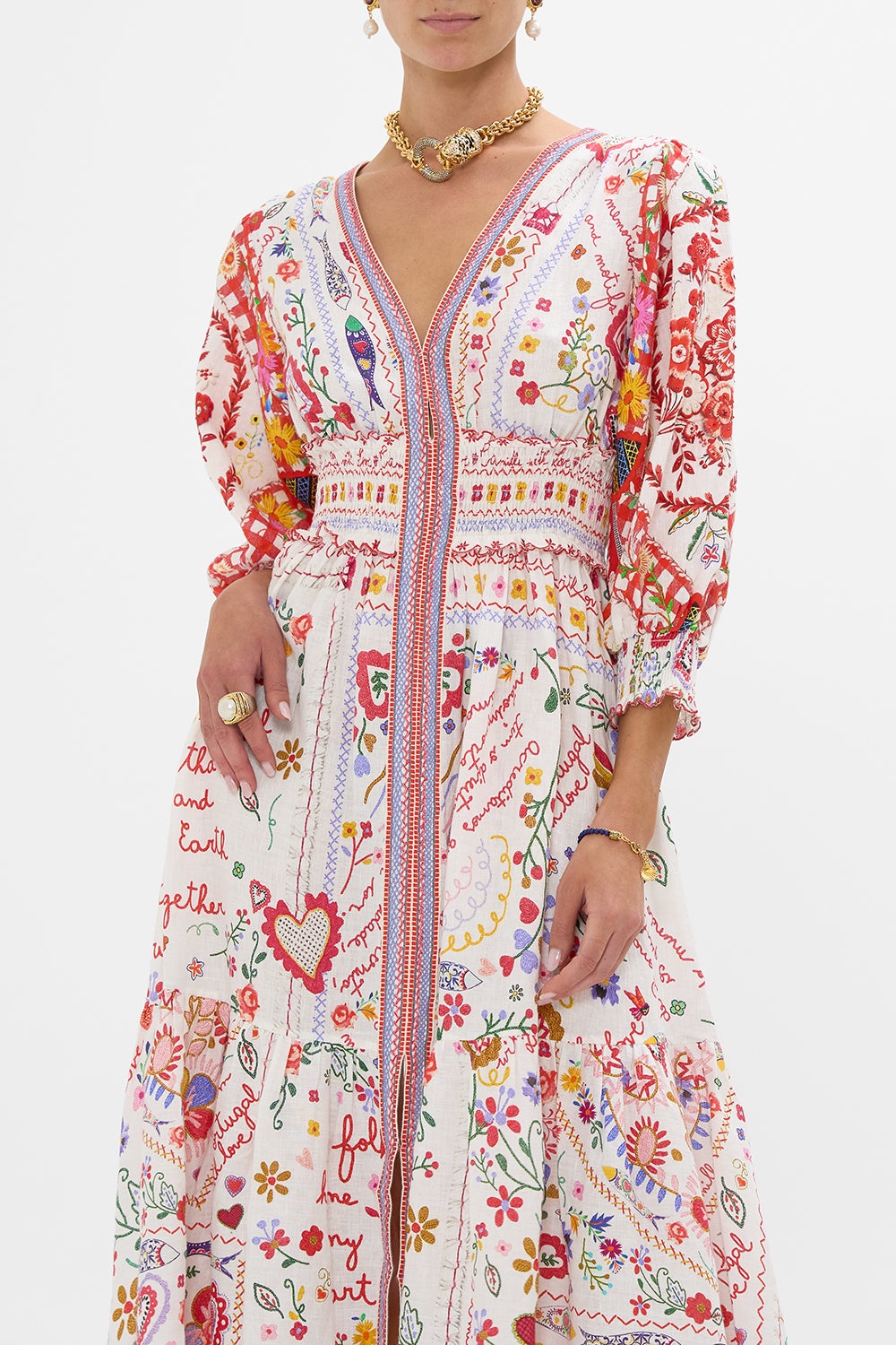 SHIRRED WAISTBAND LONG DRESS - 5