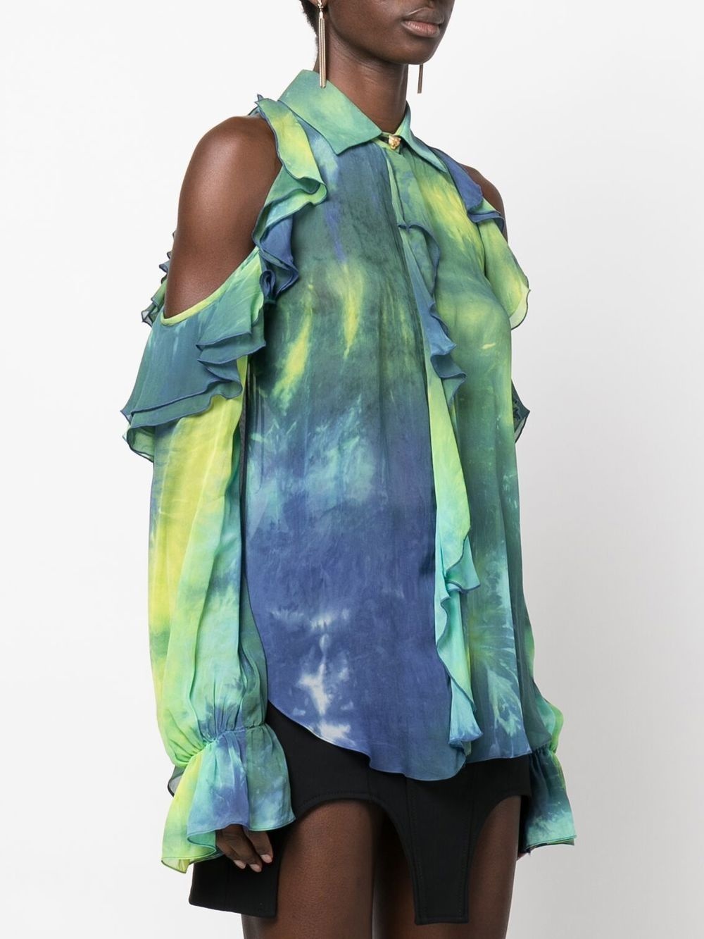 tie-dye cold-shoulder blouse - 3