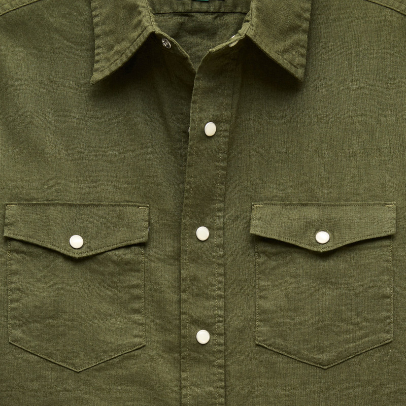 Western chambray shirt in linen-cotton blend 4