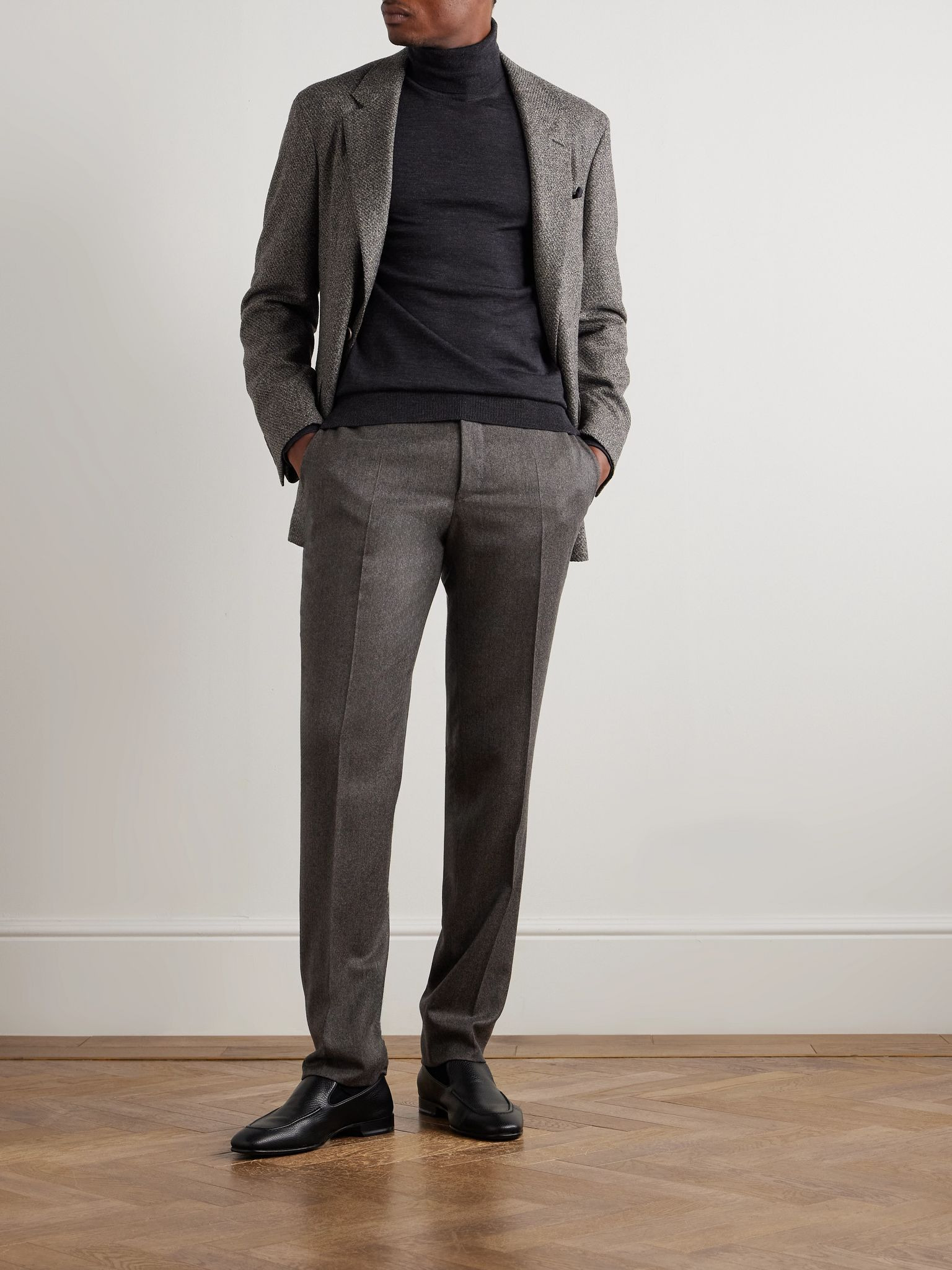 Impeccabile Straight-Leg Wool Suit Trousers Brown - 2