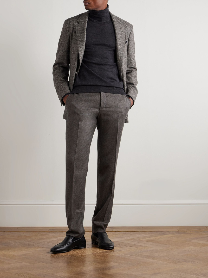 Canali Impeccabile Straight-Leg Wool Suit Trousers Brown outlook