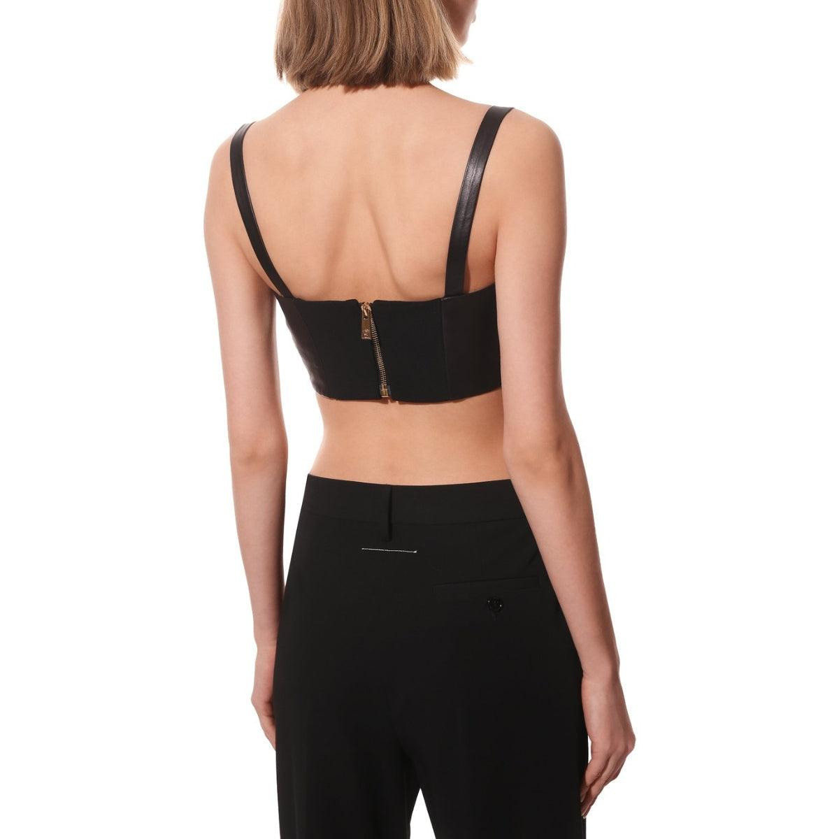 Medusa Lambskin Leather Bralette Top - 4