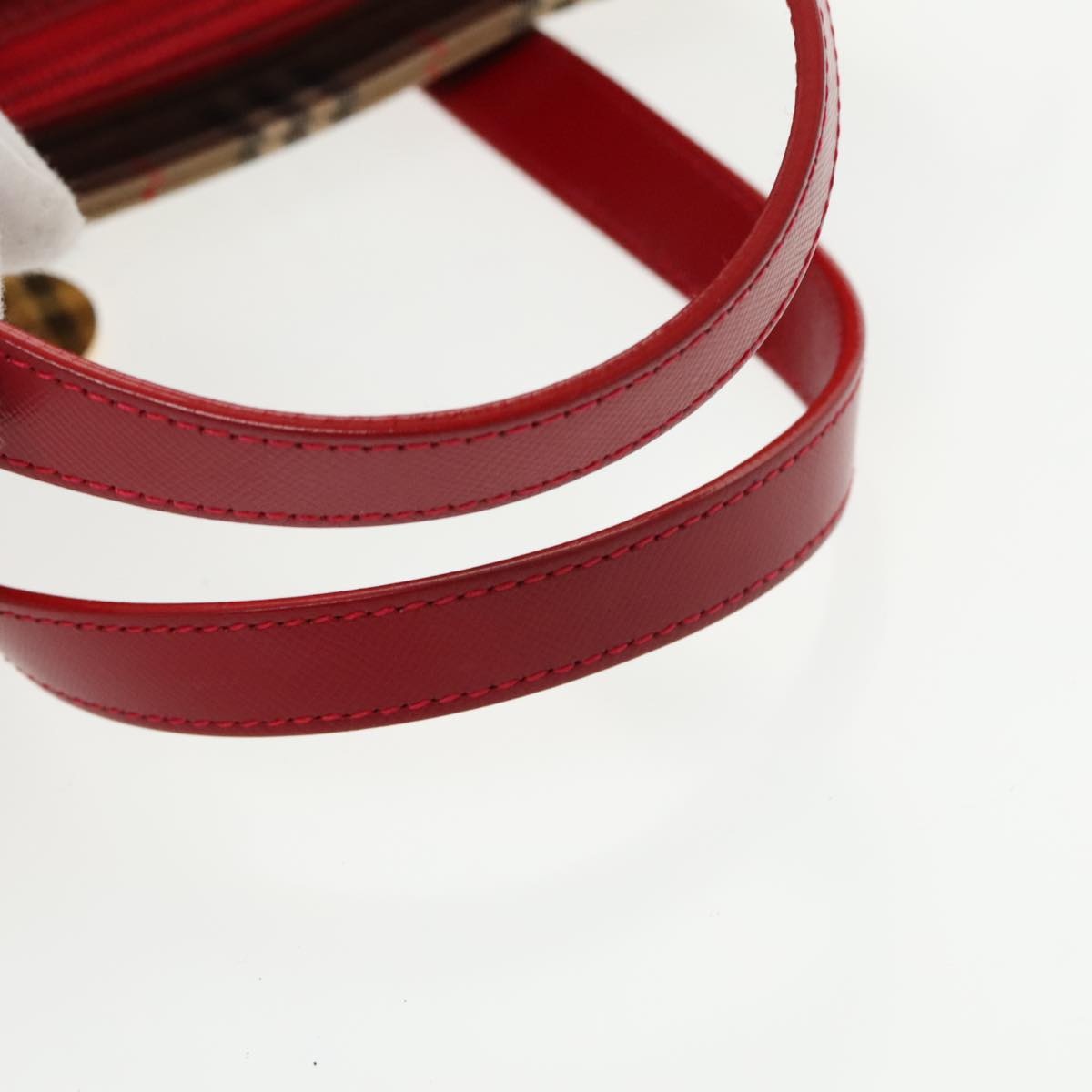 Burberry Nova Check Hand Bag Canvas Leather Beige Red - 7