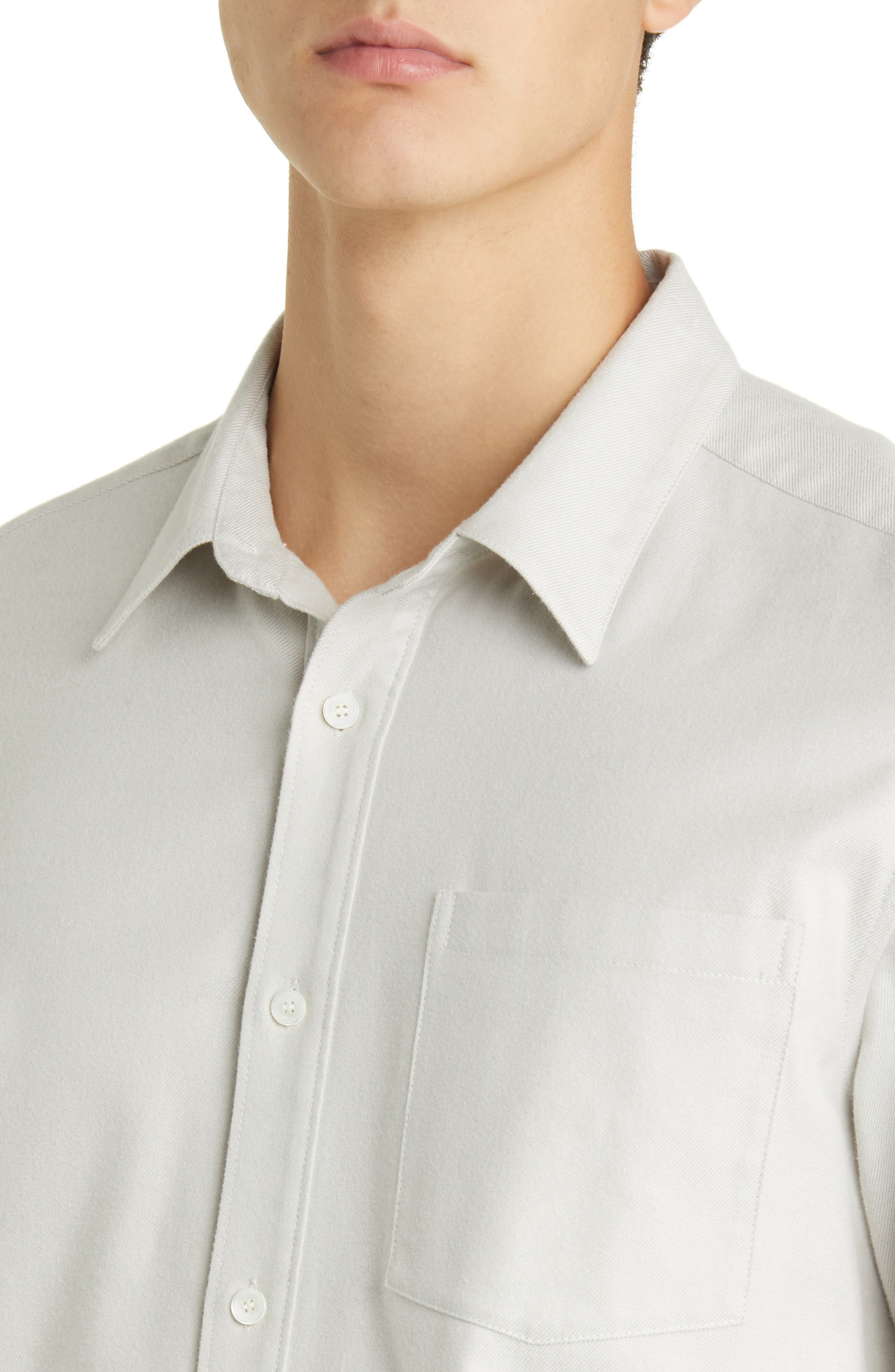 Brushed Cotton Blend Button-Up Shirt - 2
