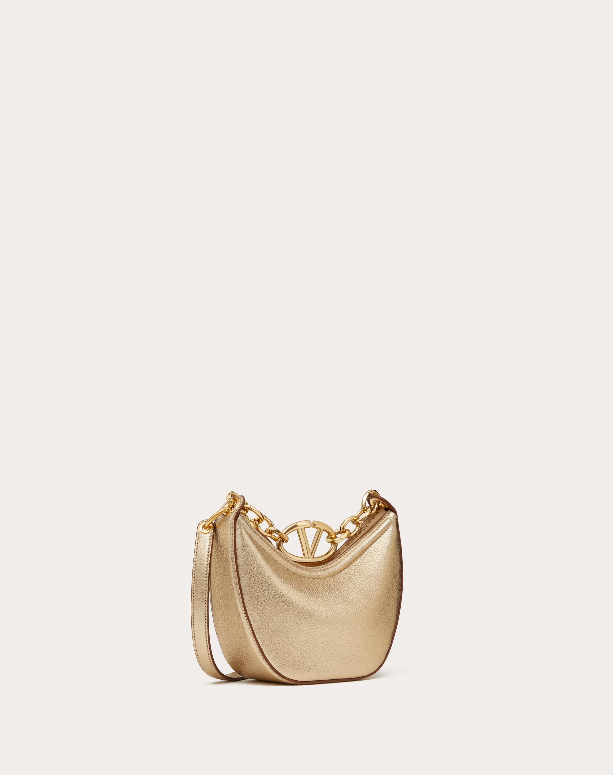 VLOGO MOON MINI HOBO BAG IN METALLIC CALFSKIN WITH CHAIN - 3