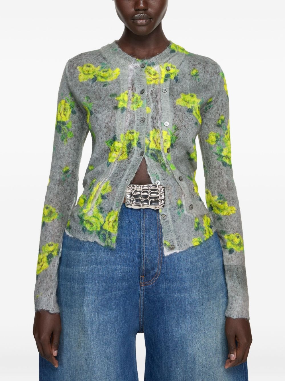 layered mohair cardigan - 3