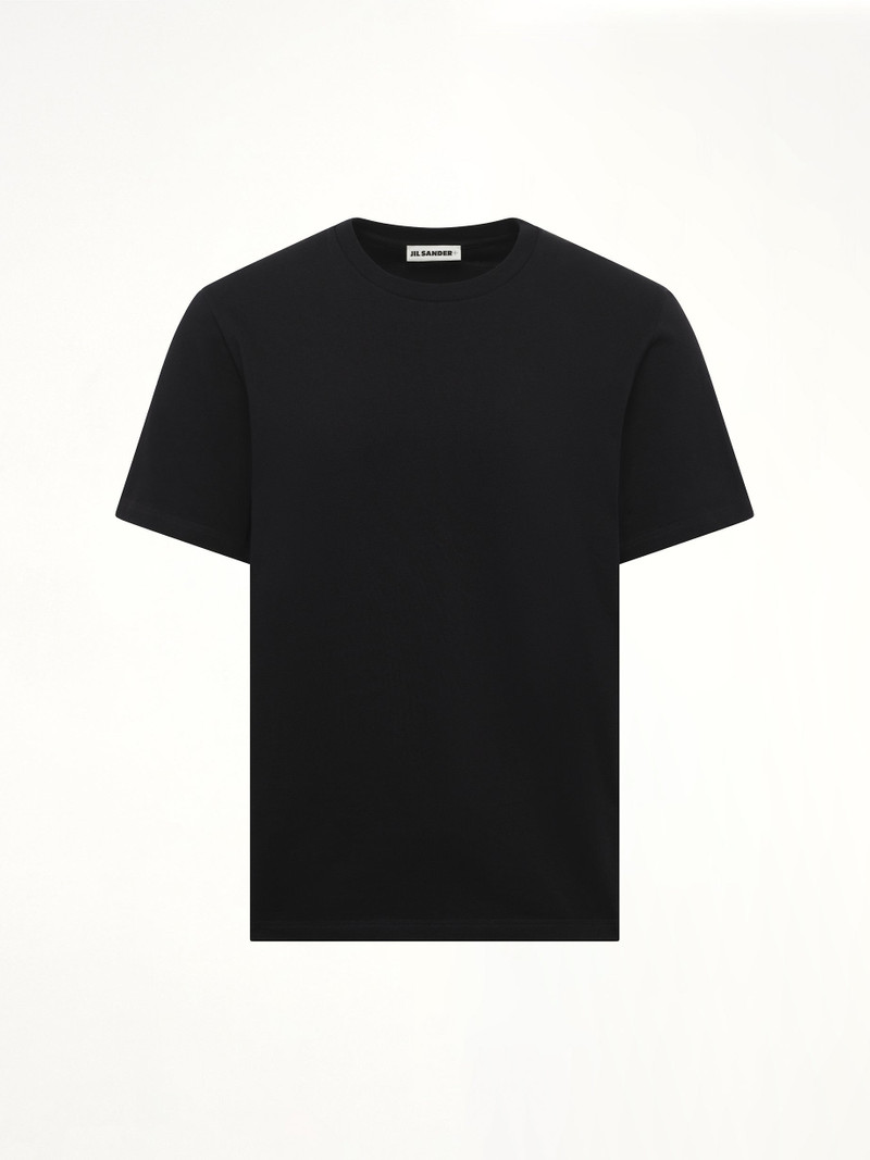 Jil Sander Leather Patch T-Shirt in Black outlook