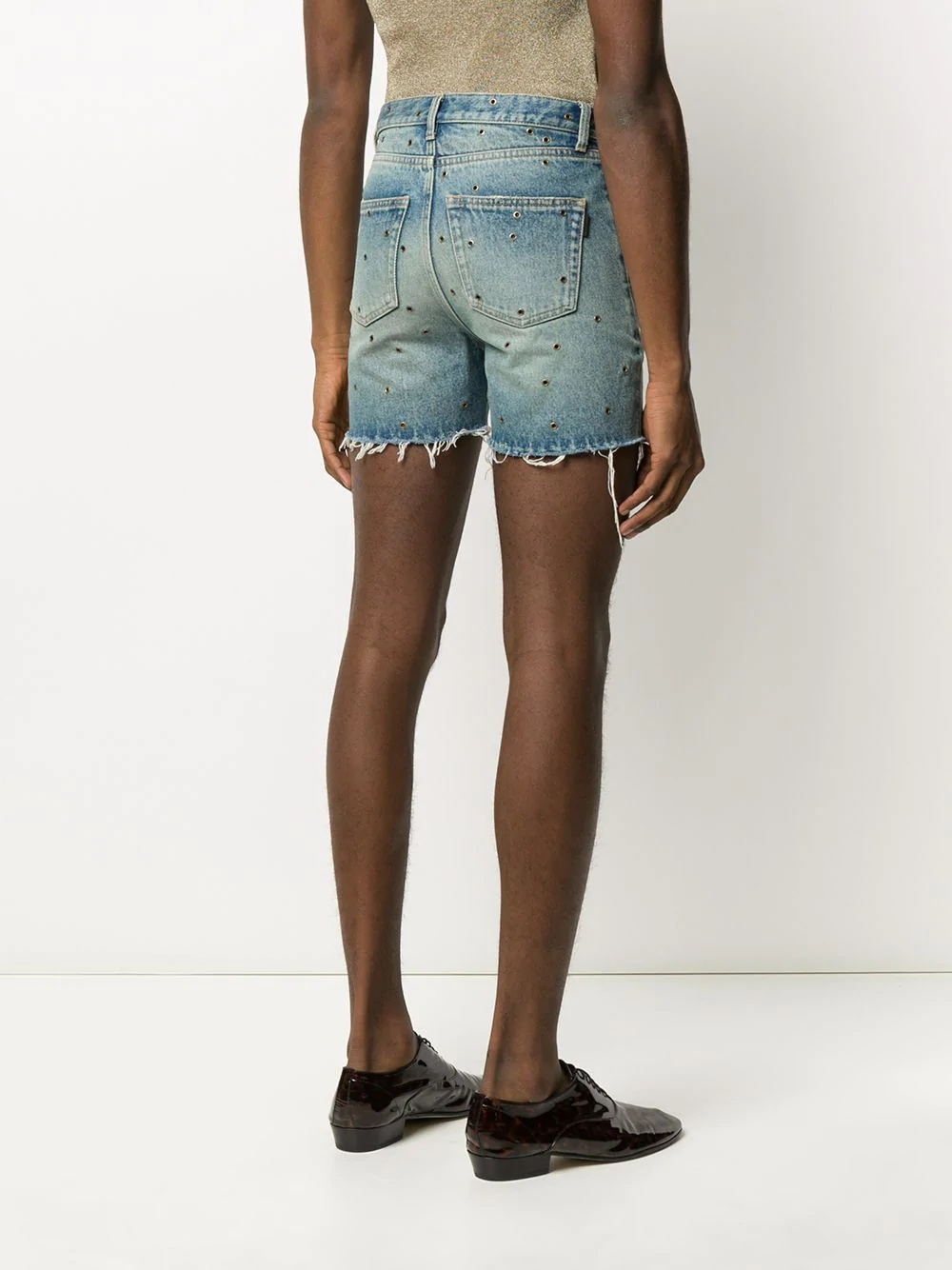 eyelet denim shorts - 4