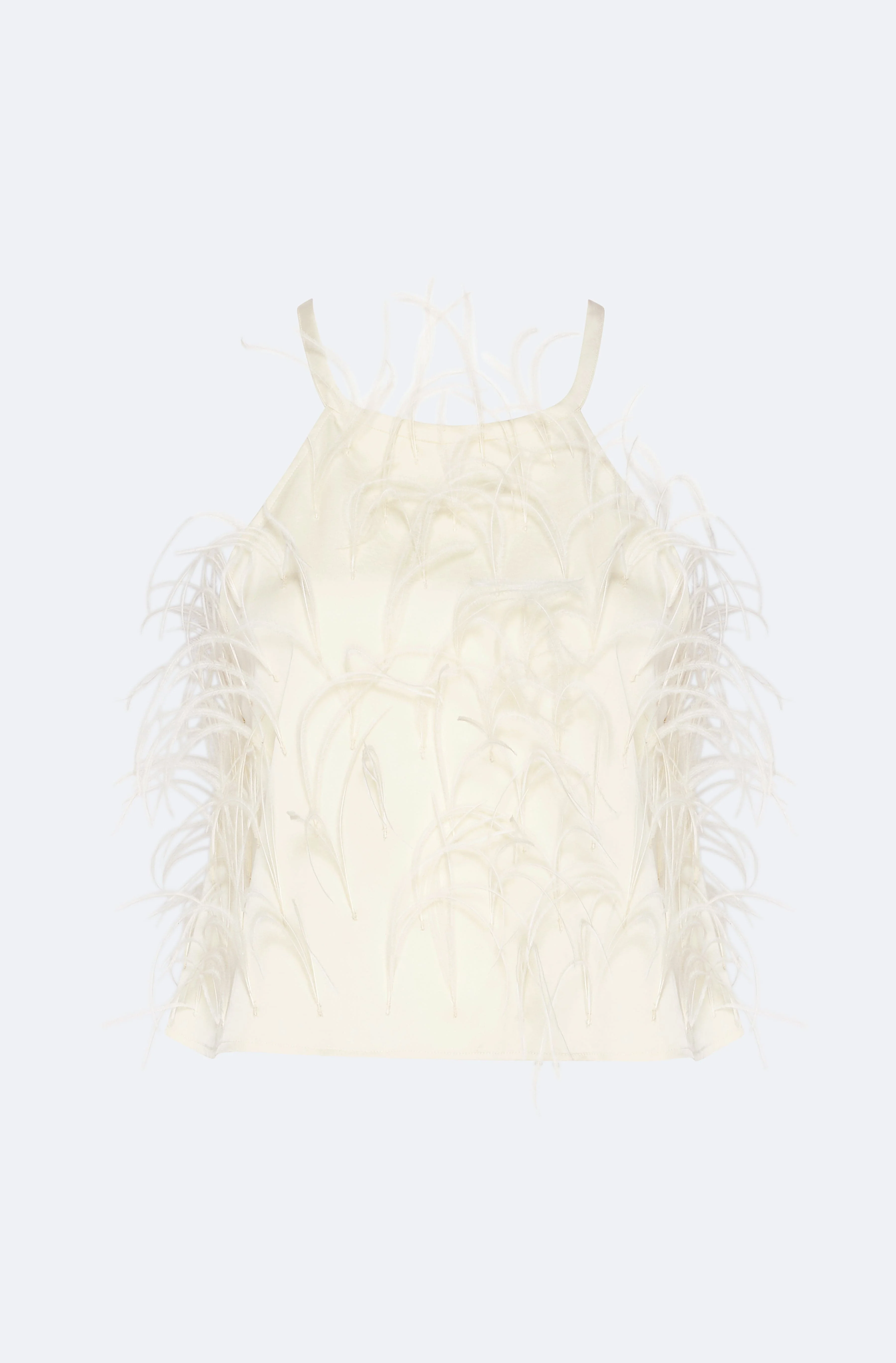 Lightweight Satin Halter Cami With Feathers - 1