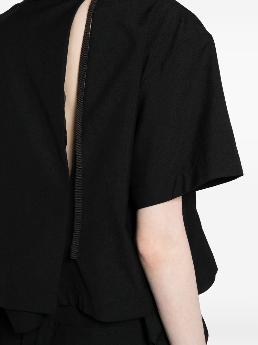 draped short-sleeve blouse - 5