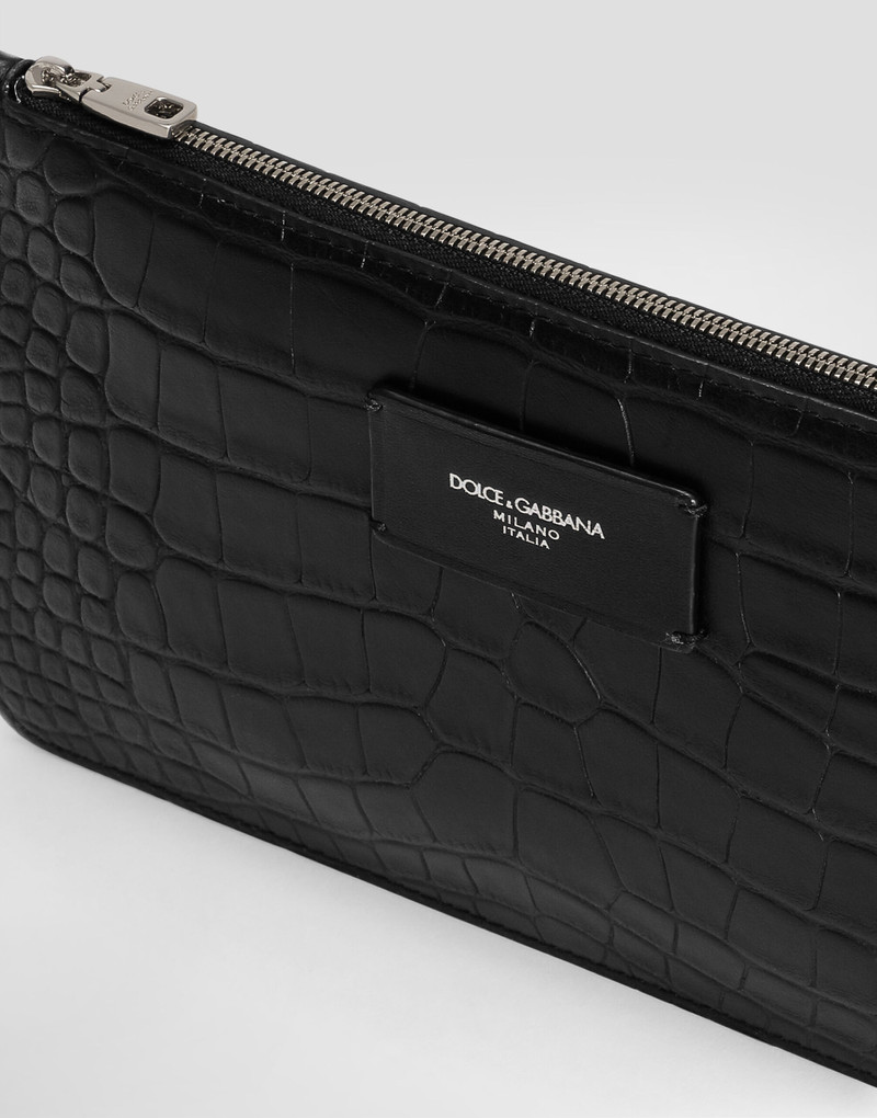 Crocodile-print calfskin toiletry bag 7