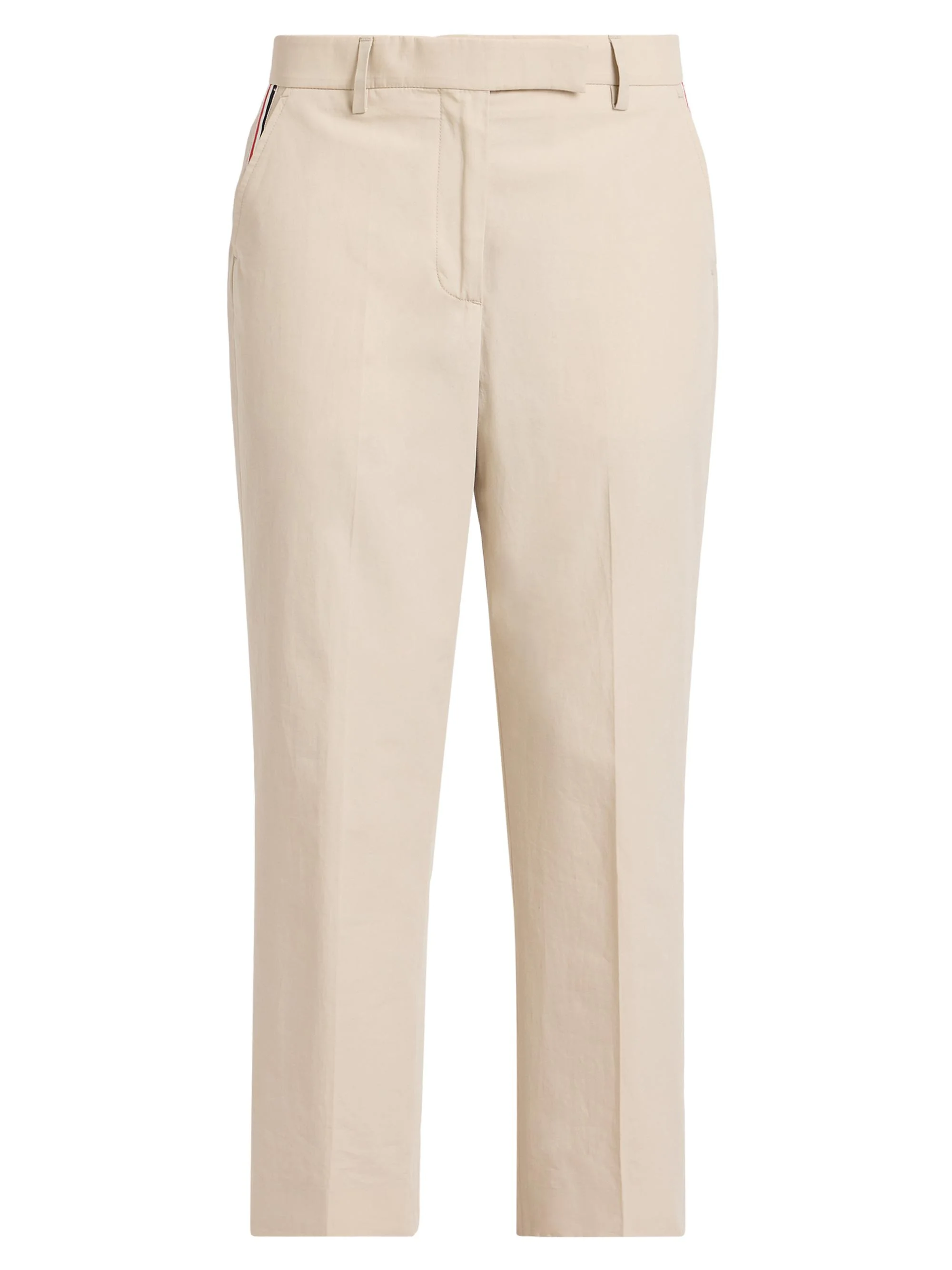 Women's Cotton Cropped Trousers - Beige - 1