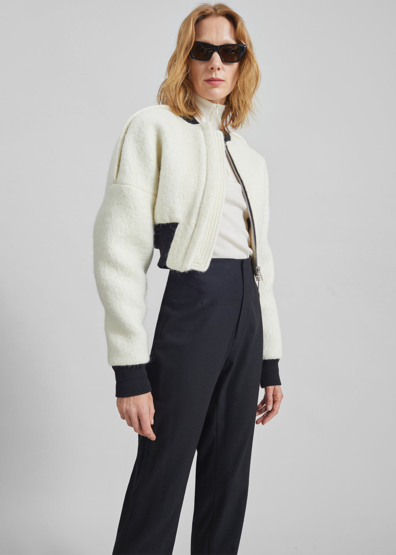 Dimaro Wool Cropped Bomber Jacket - Ivory 5