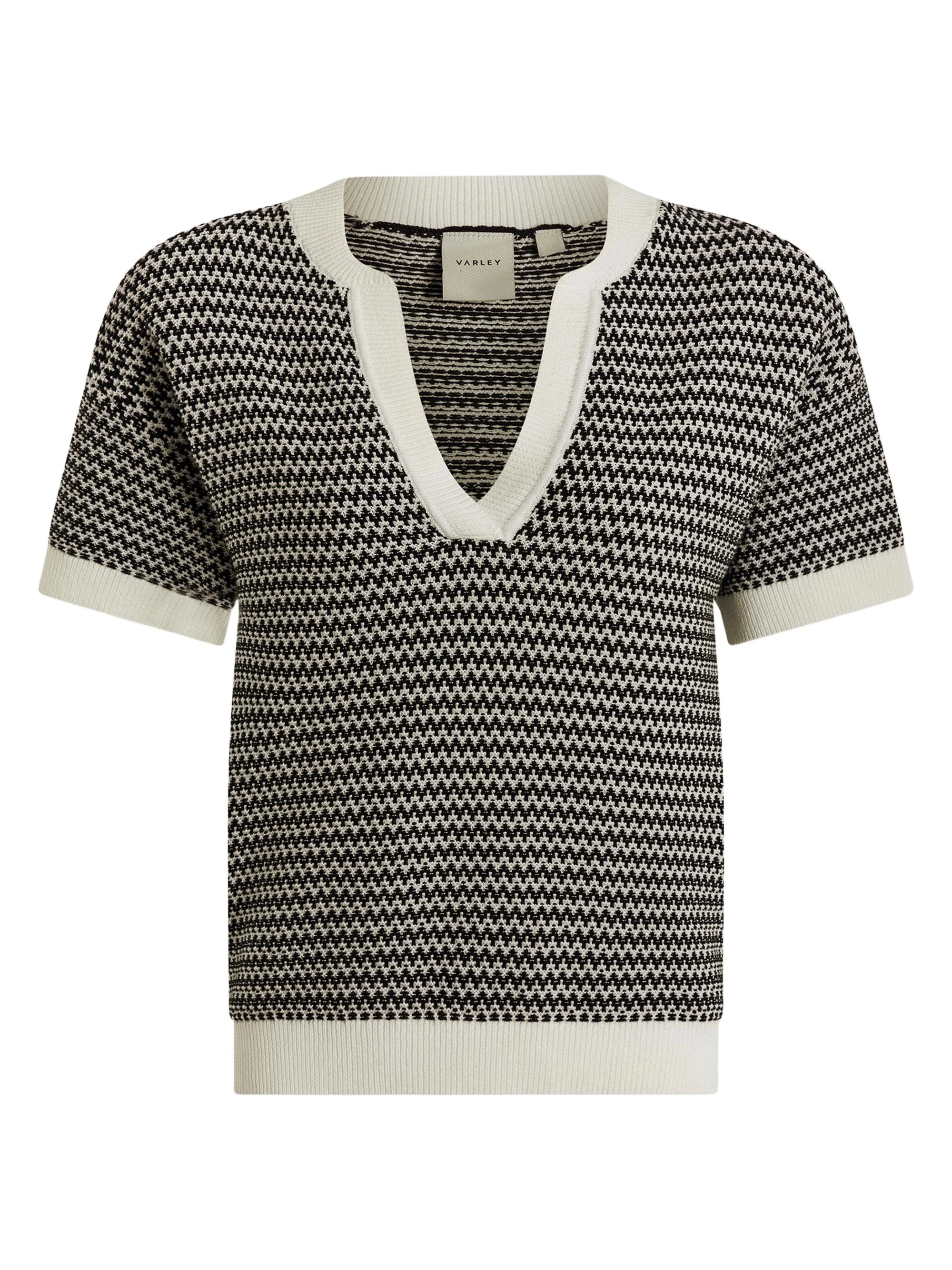 Women's Dora Chevron Knit Top - Snow White Black - 1