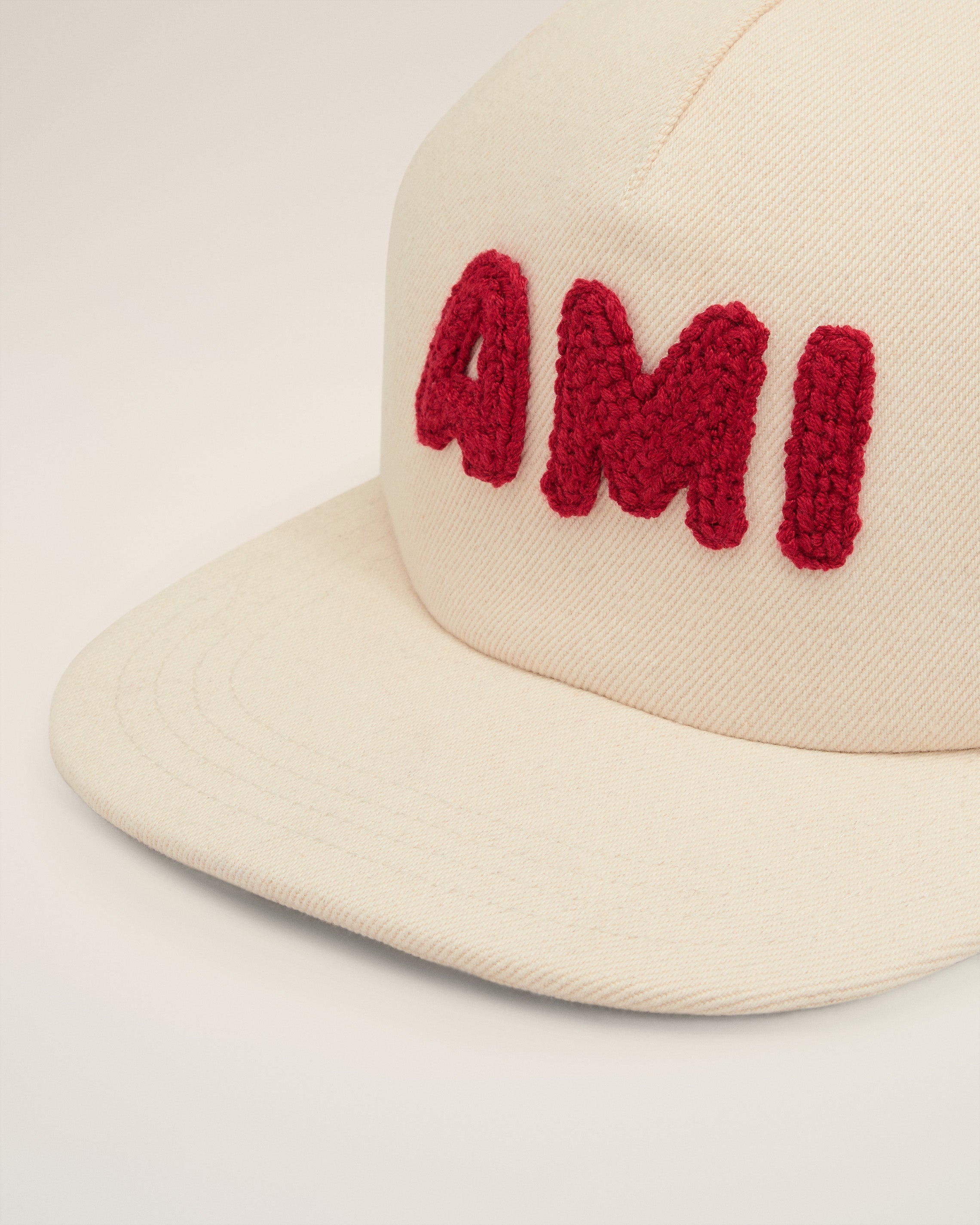BEIGE COTTON AMI PARIS PATCH TRUCKER CAP - 3