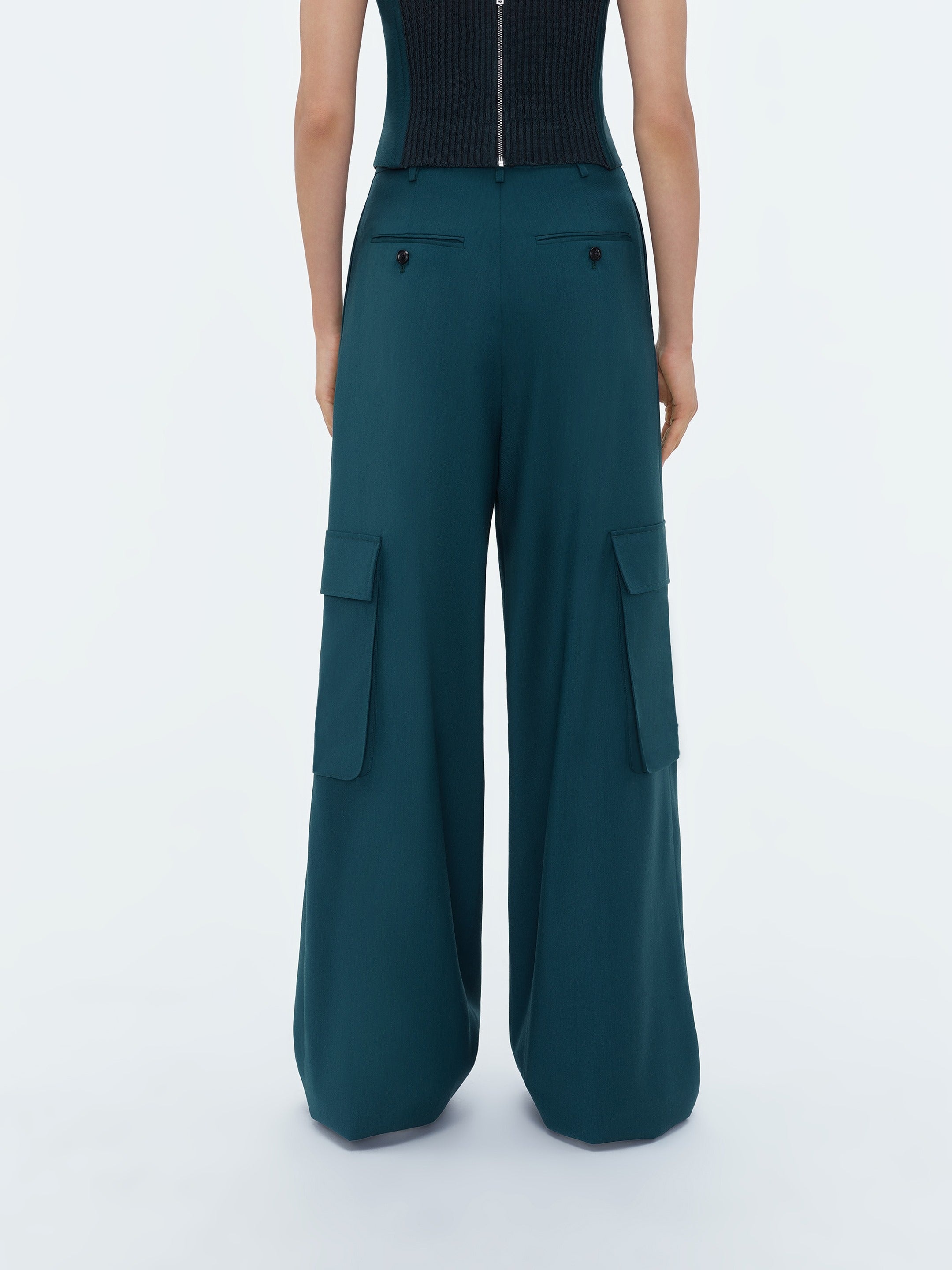 WIDE LEG PLEATED CARGO - 5