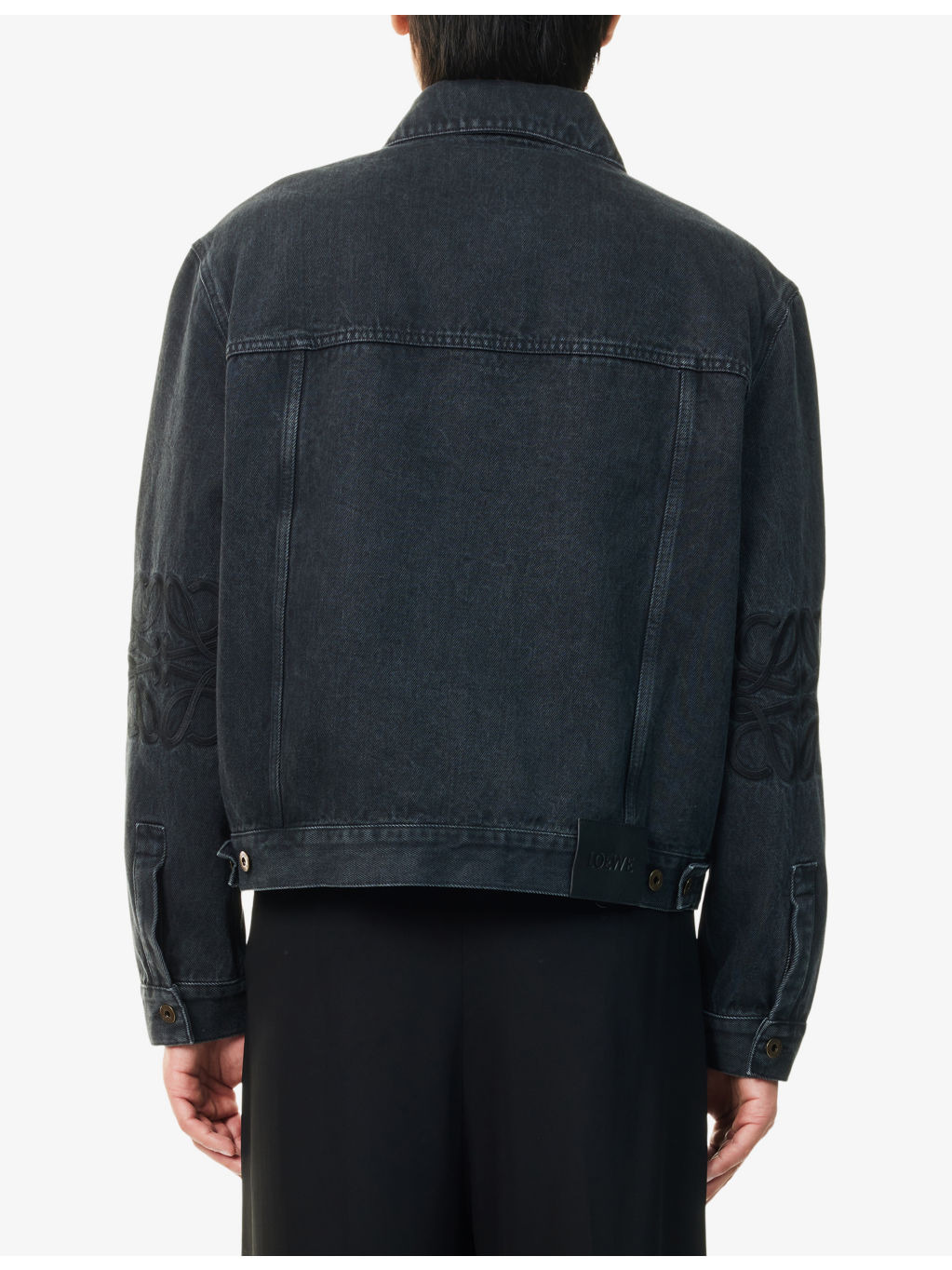 Anagram-Embroidery Relaxed-Fit Denim Jacket - 4