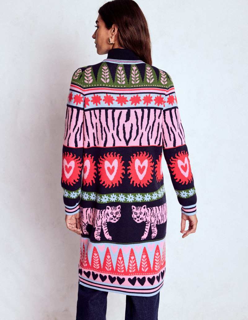 Long Jacquard Cardigan-Navy Tigers 4