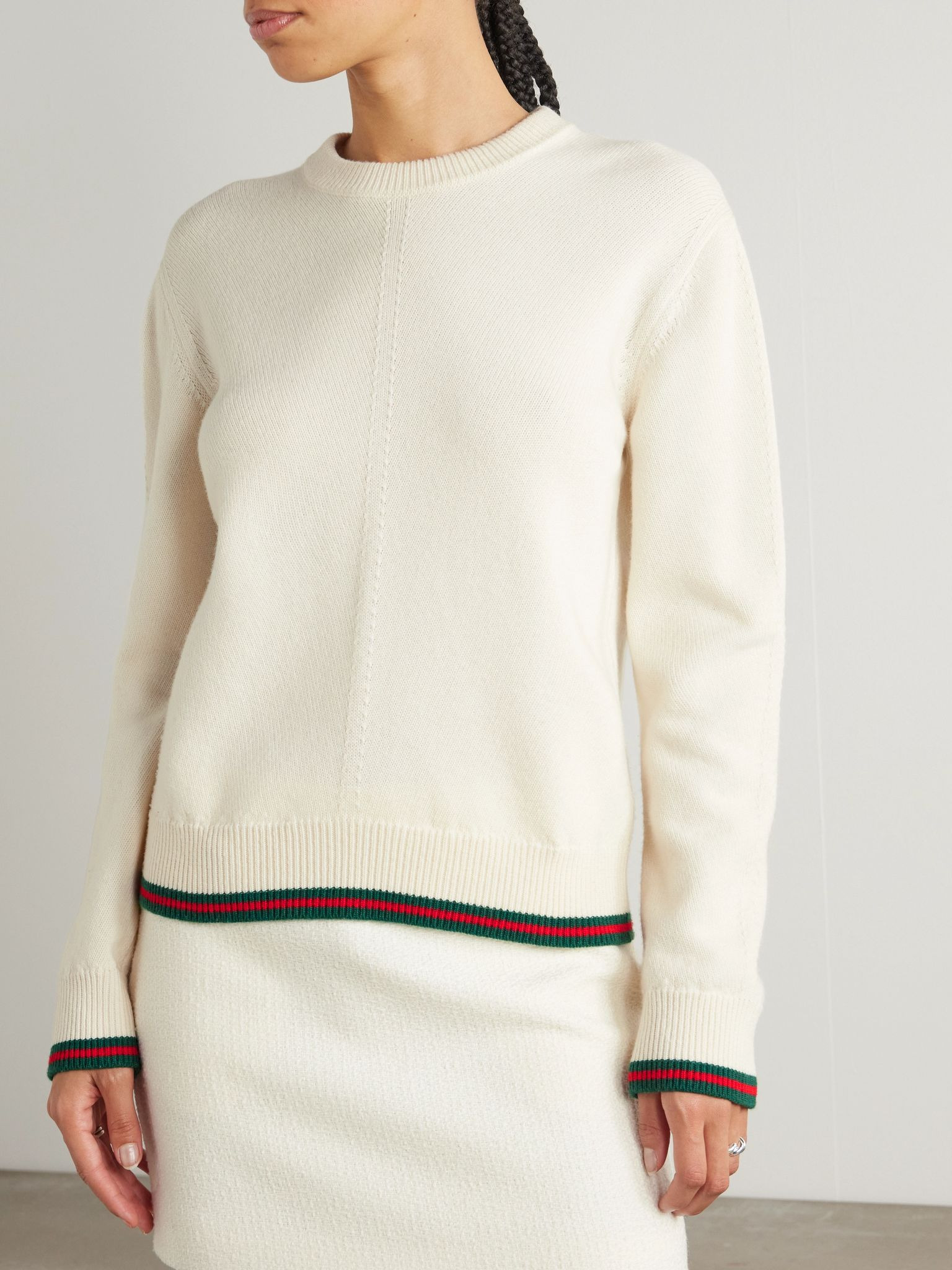 Striped wool and cashmere-blend sweater Ivory - 3