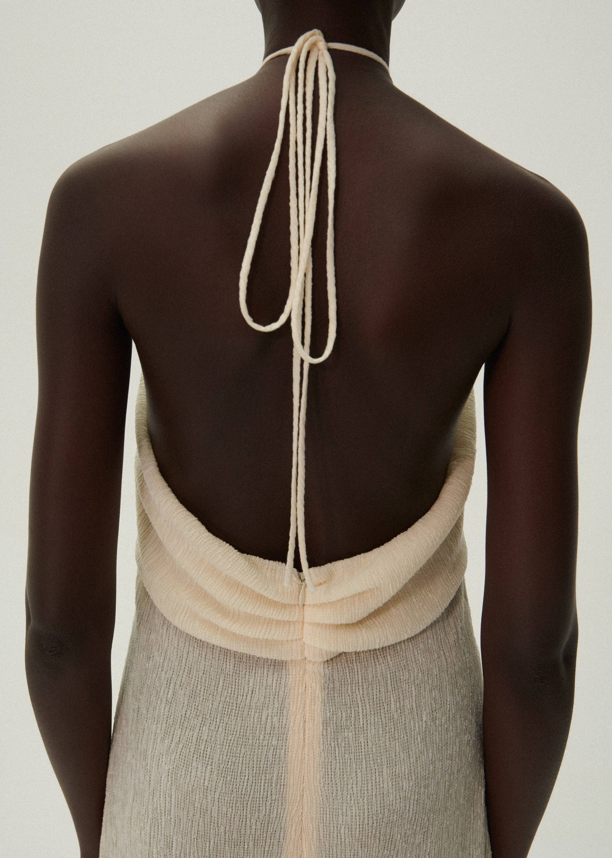 Pearl halterneck midi dress in cream - 6