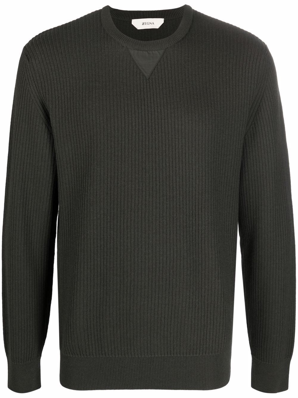 rib-knit crew neck jumper - 1