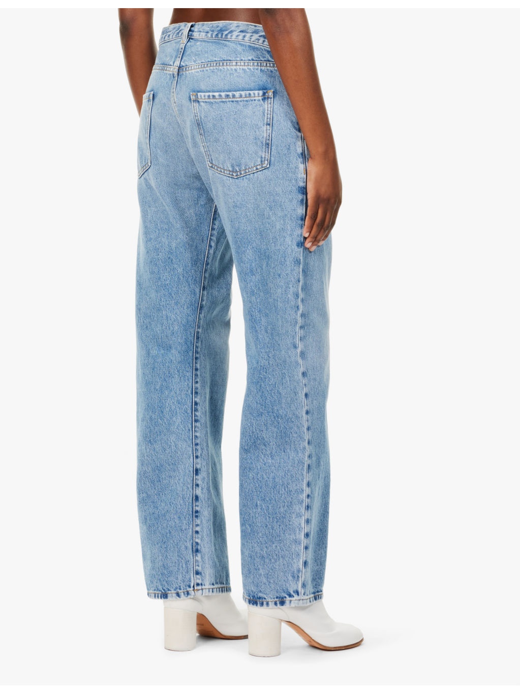 Faded-wash straight-leg relaxed-fit jeans - 4
