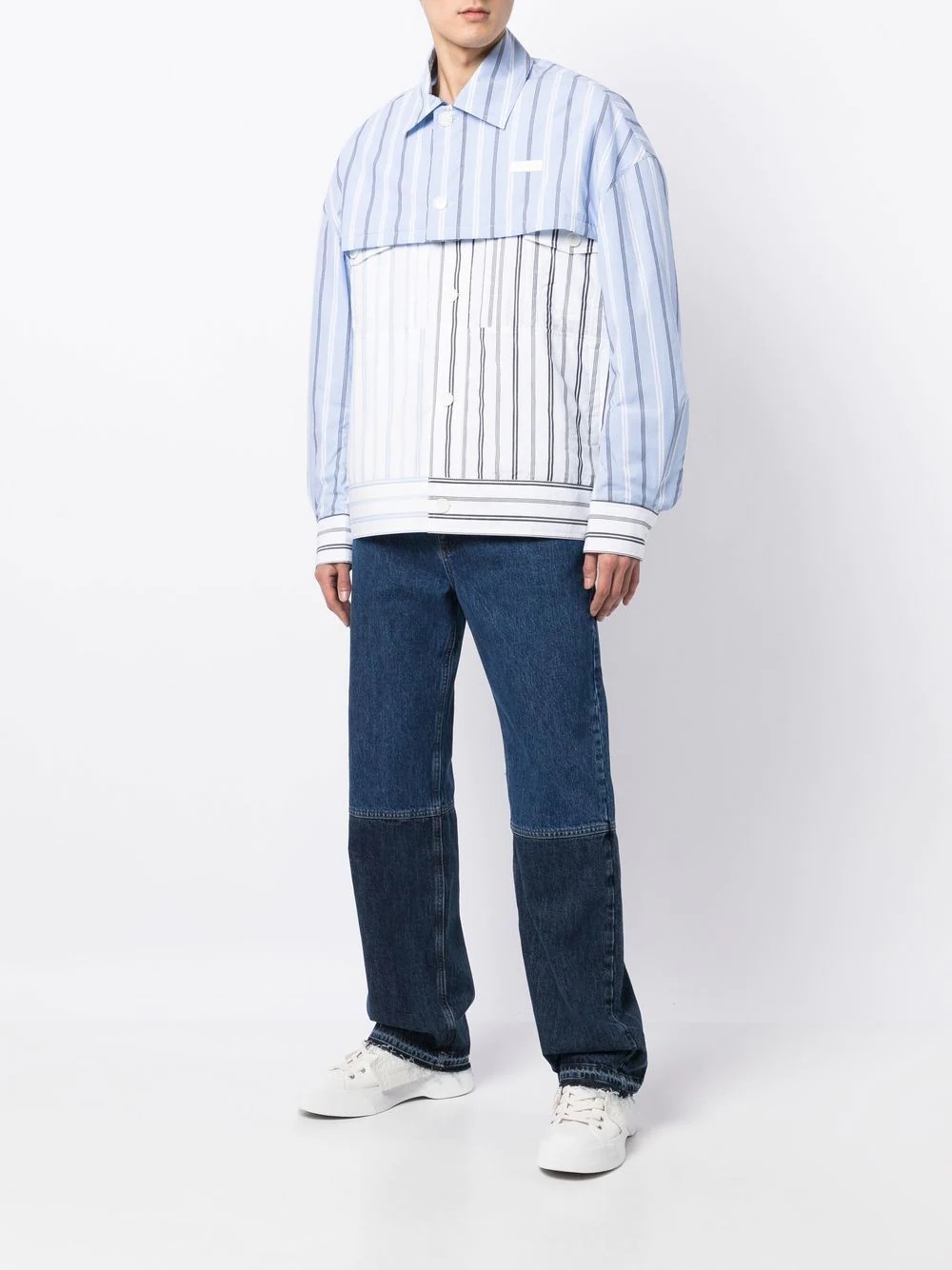 layered striped jacket - 2