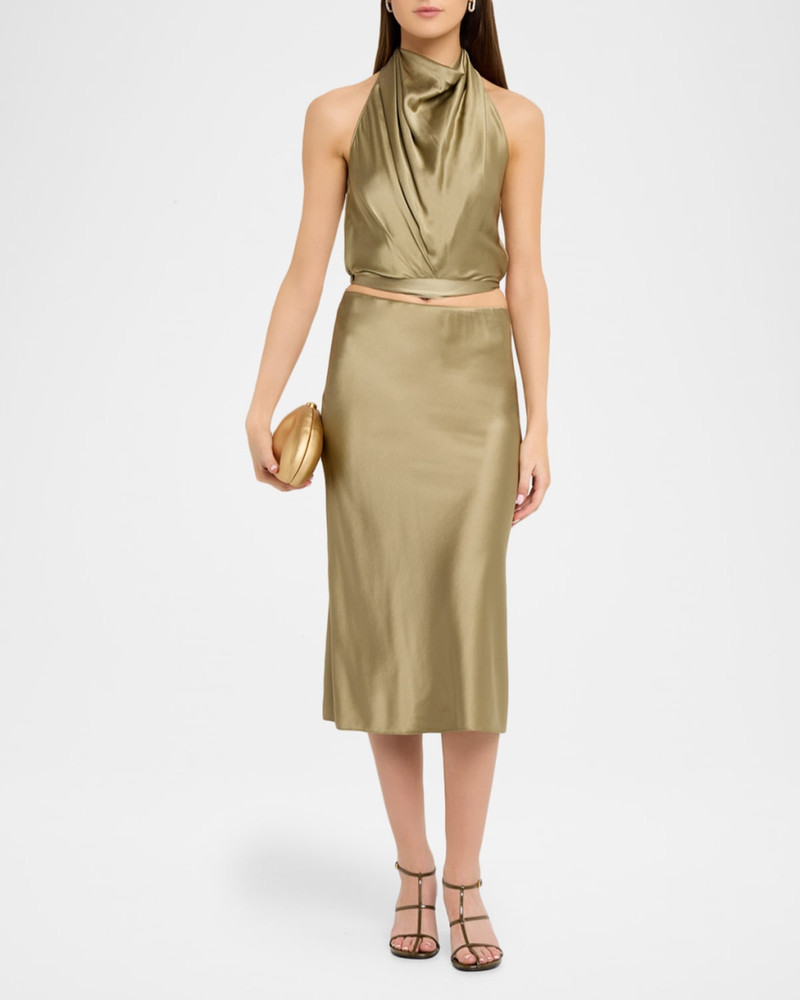 RAMY BROOK Libbie Silk Cowl-Neck Halter Top outlook