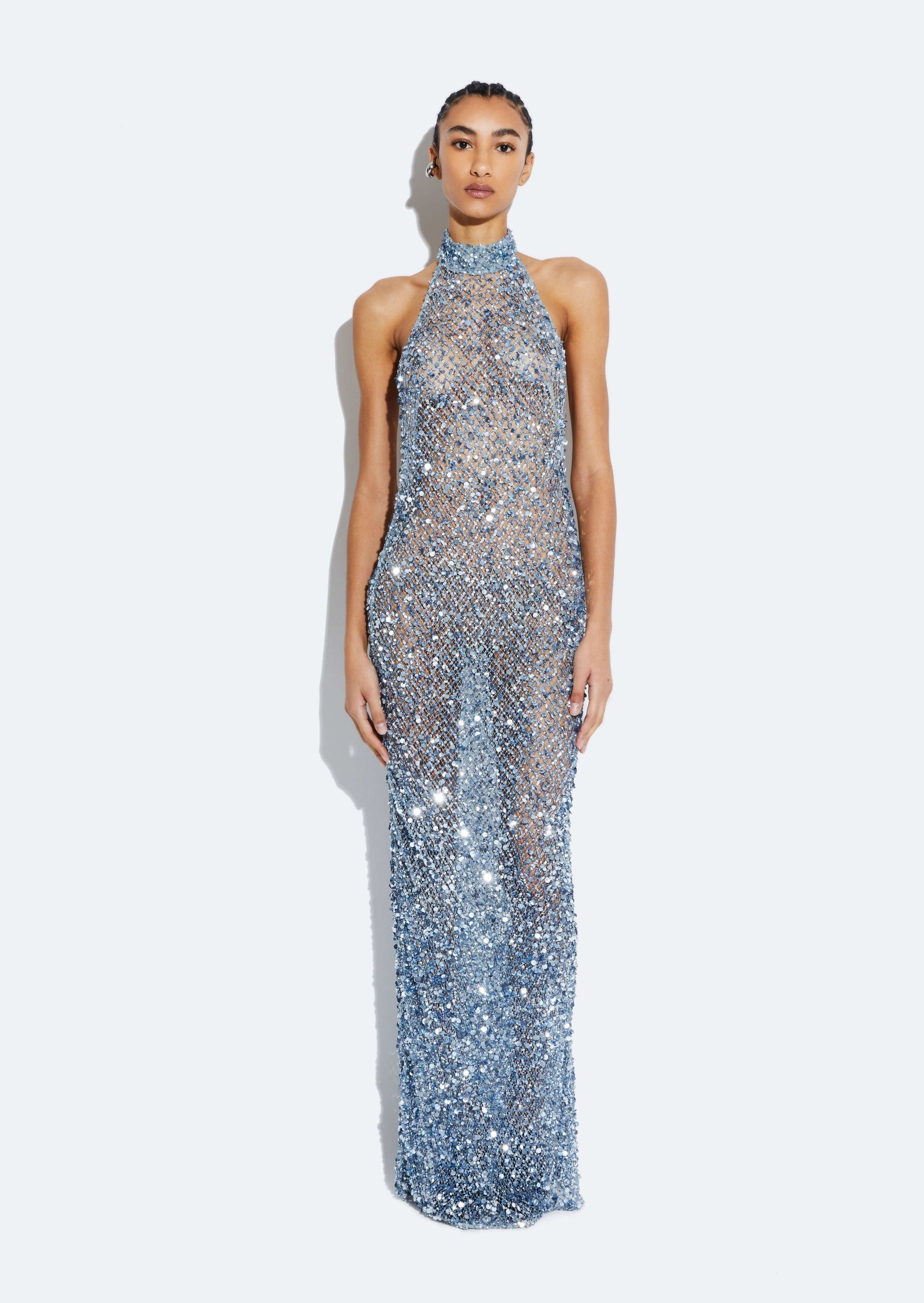 Mesh Sequin Gown - 2