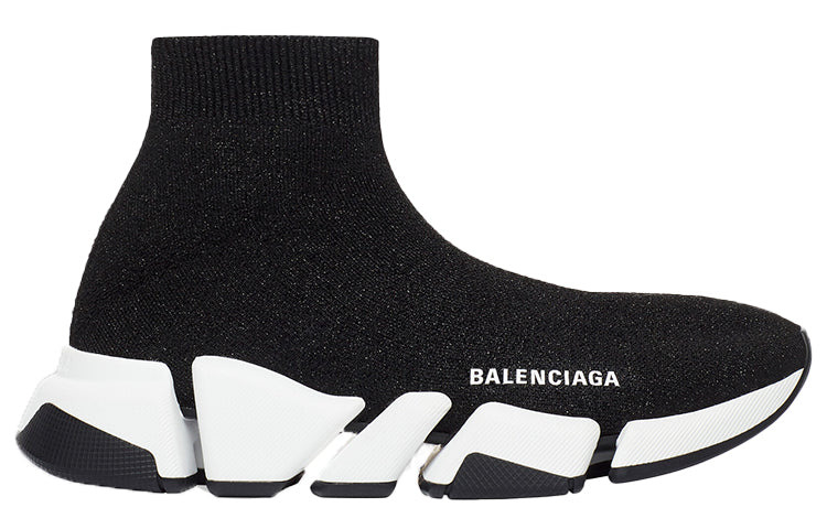 (WMNS) Balenciaga Speed 2.0 Sneakers 'Black Shiny Knit with White Sole Unit' 636833W2DC11091 - 2