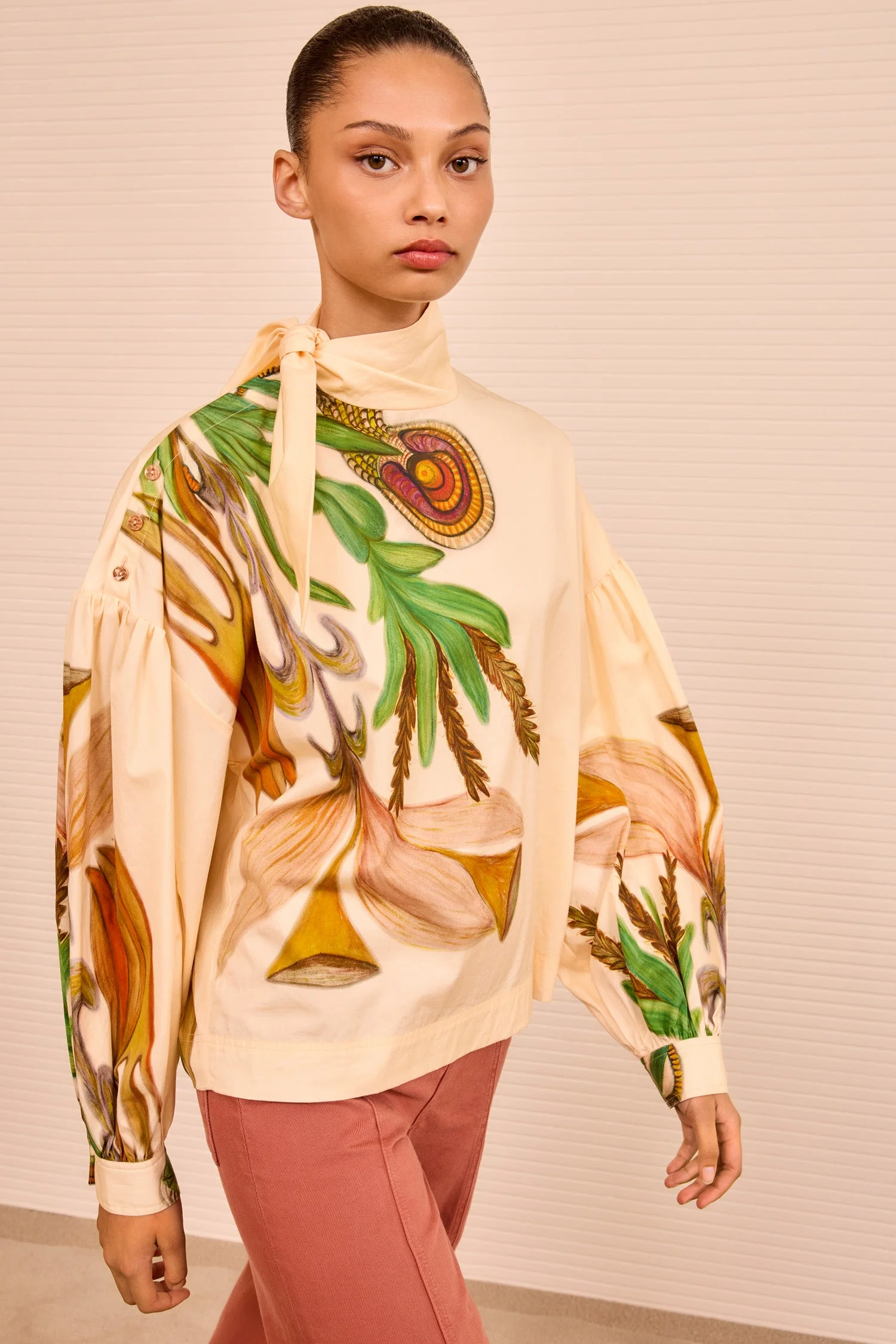 Pastel Tie Neck Blouse - 1