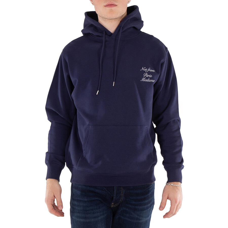 Drole De Monsieur Men's Navy Calligraphie Slogan Hoodie - 1