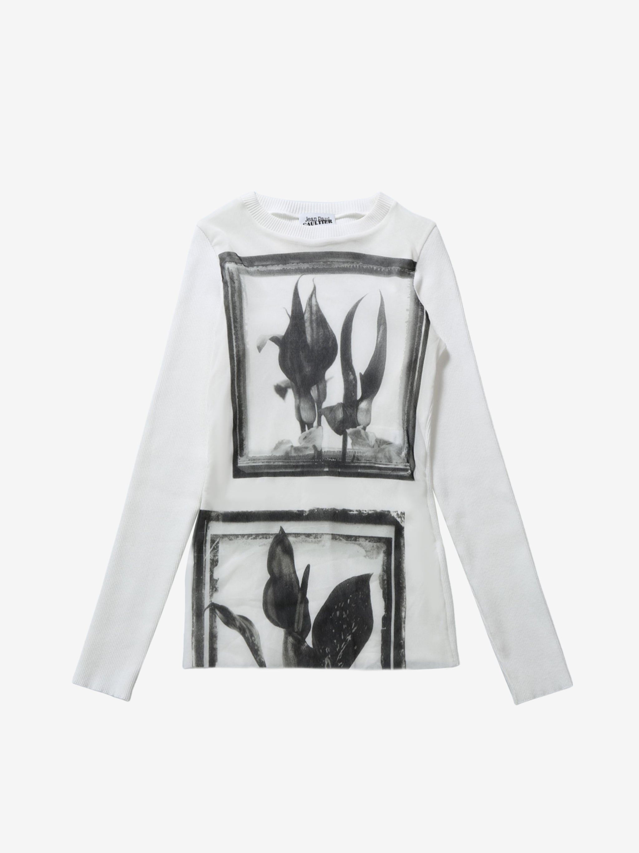 JEAN PAUL GAULTIER - Women Printed Flowers Sheer Long Sleeved Top - 4