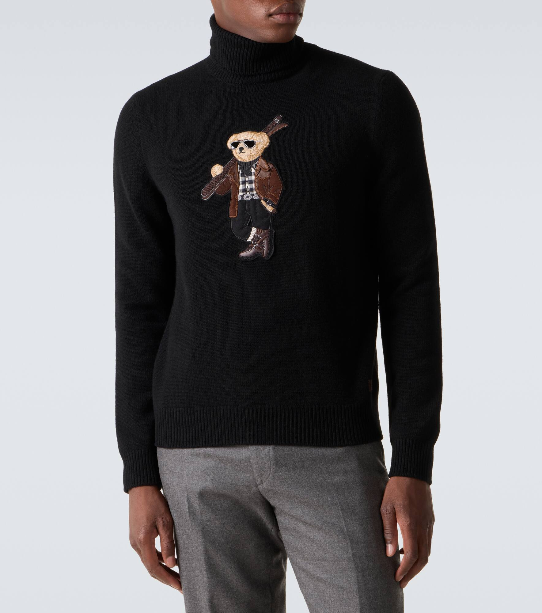 Embroidered cashmere turtleneck sweater - 3