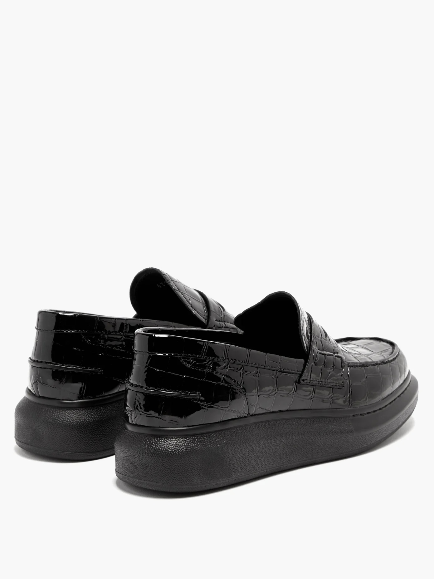 Hybrid flatform crocodile-effect leather loafers - 4