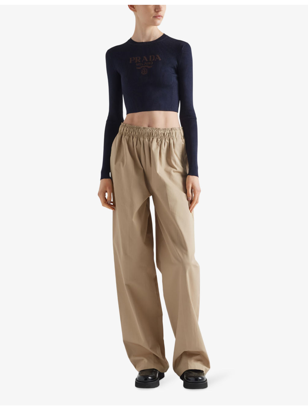 Logo-intarsia cropped silk jumper - 2